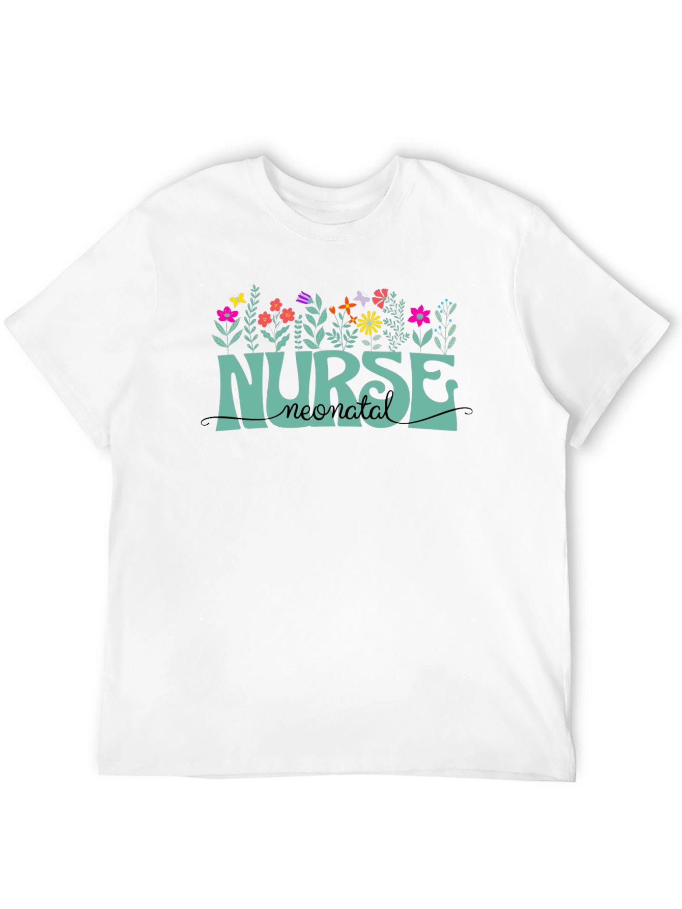 Black Neonatal Nurse T-Shirt - Floral Design view 12