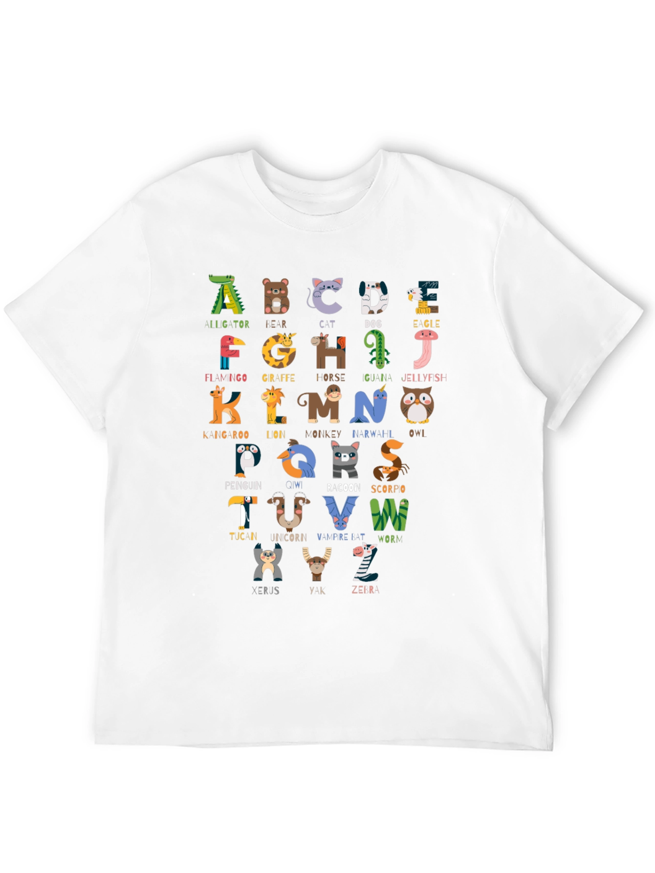 Black Animal Alphabet T-Shirt, Educational ABC Tee view 12