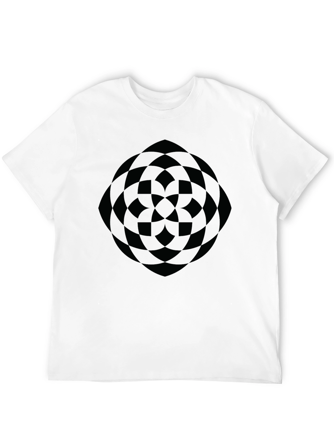Black Abstract Geometric Pattern Black T-Shirt view 12