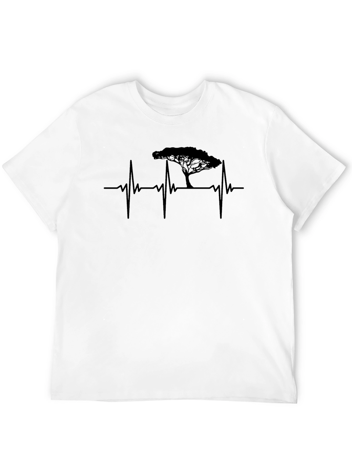 Black Heartbeat Tree Graphic Tee - Black Unisex T-Shirt view 12
