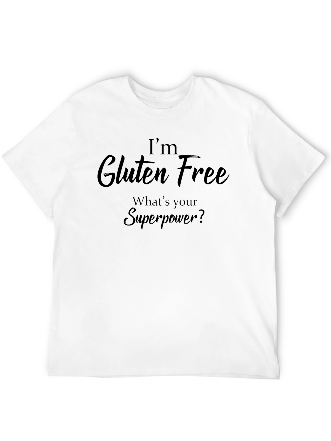 Black Gluten Free Superpower Graphic Tee - Black Crew Neck T-Shirt view 12