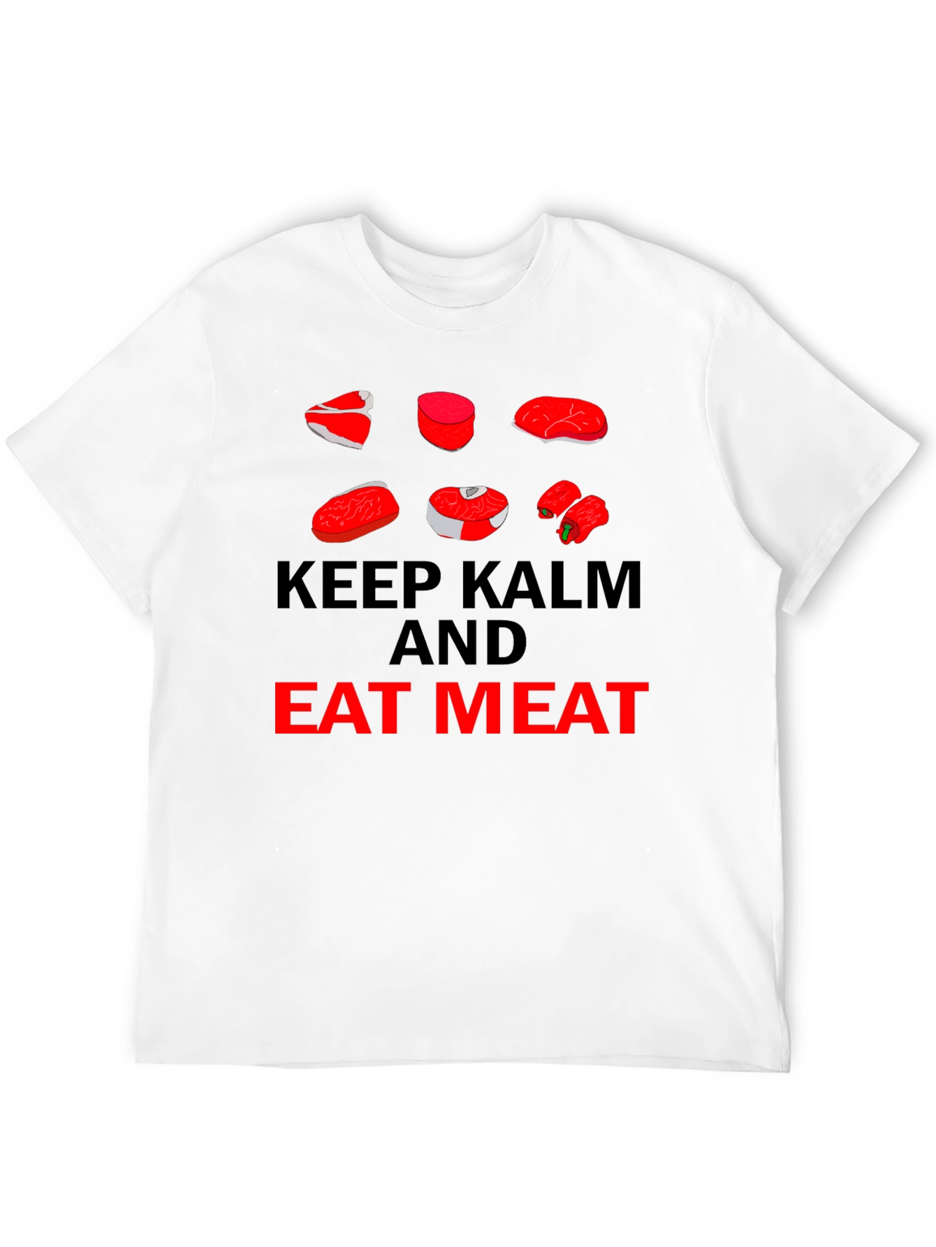 Black Keep Calm Eat Meat T-Shirt view 12