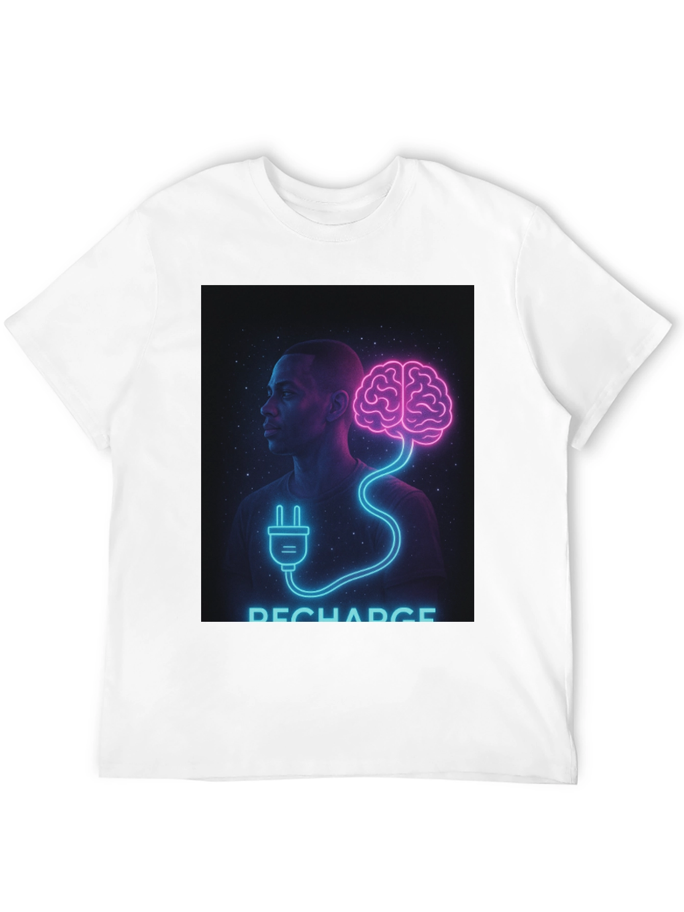 Black Recharge Brain Graphic Tee - Black Crew Neck view 12