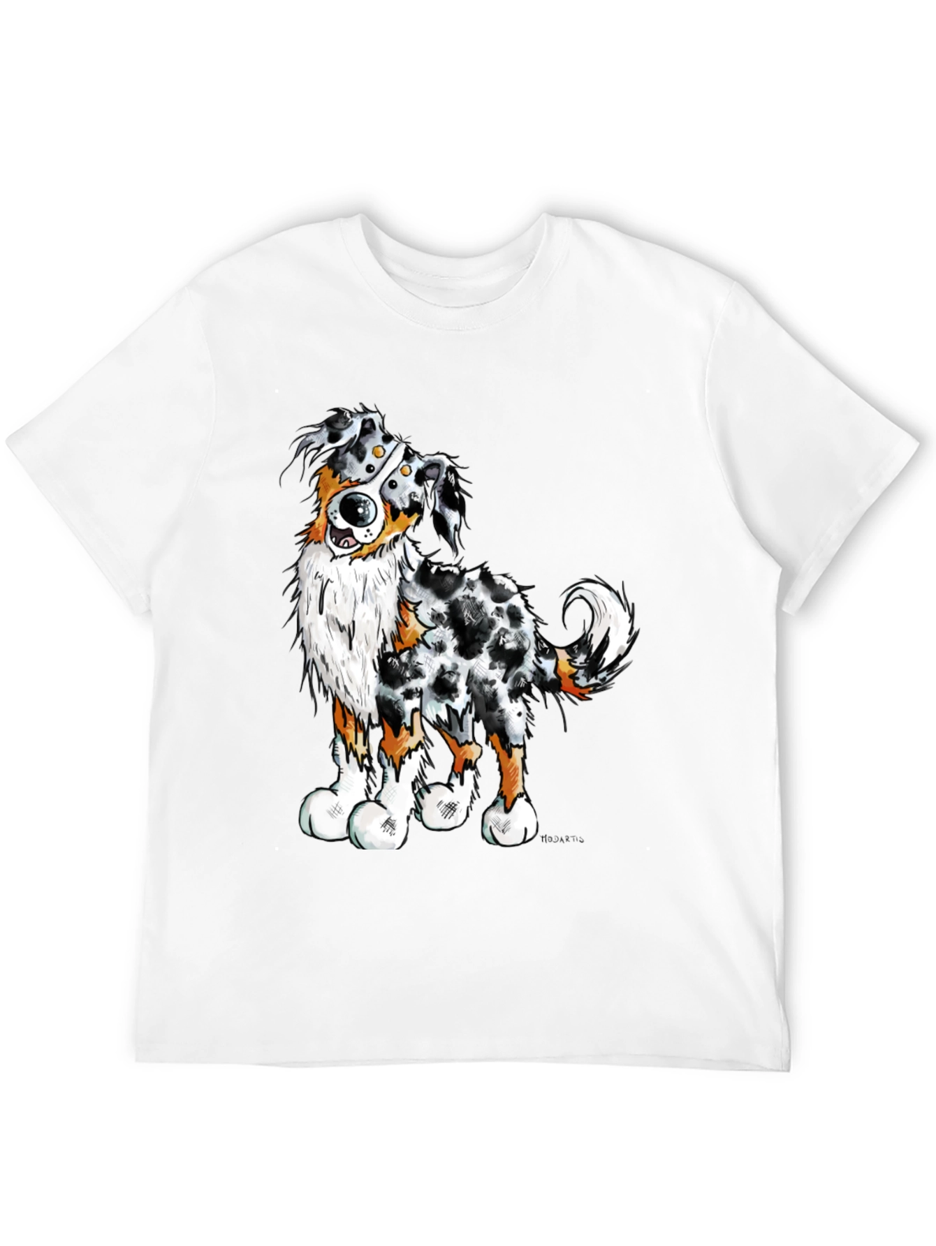 Black Cartoon Aussie Dog Graphic T-Shirt view 12
