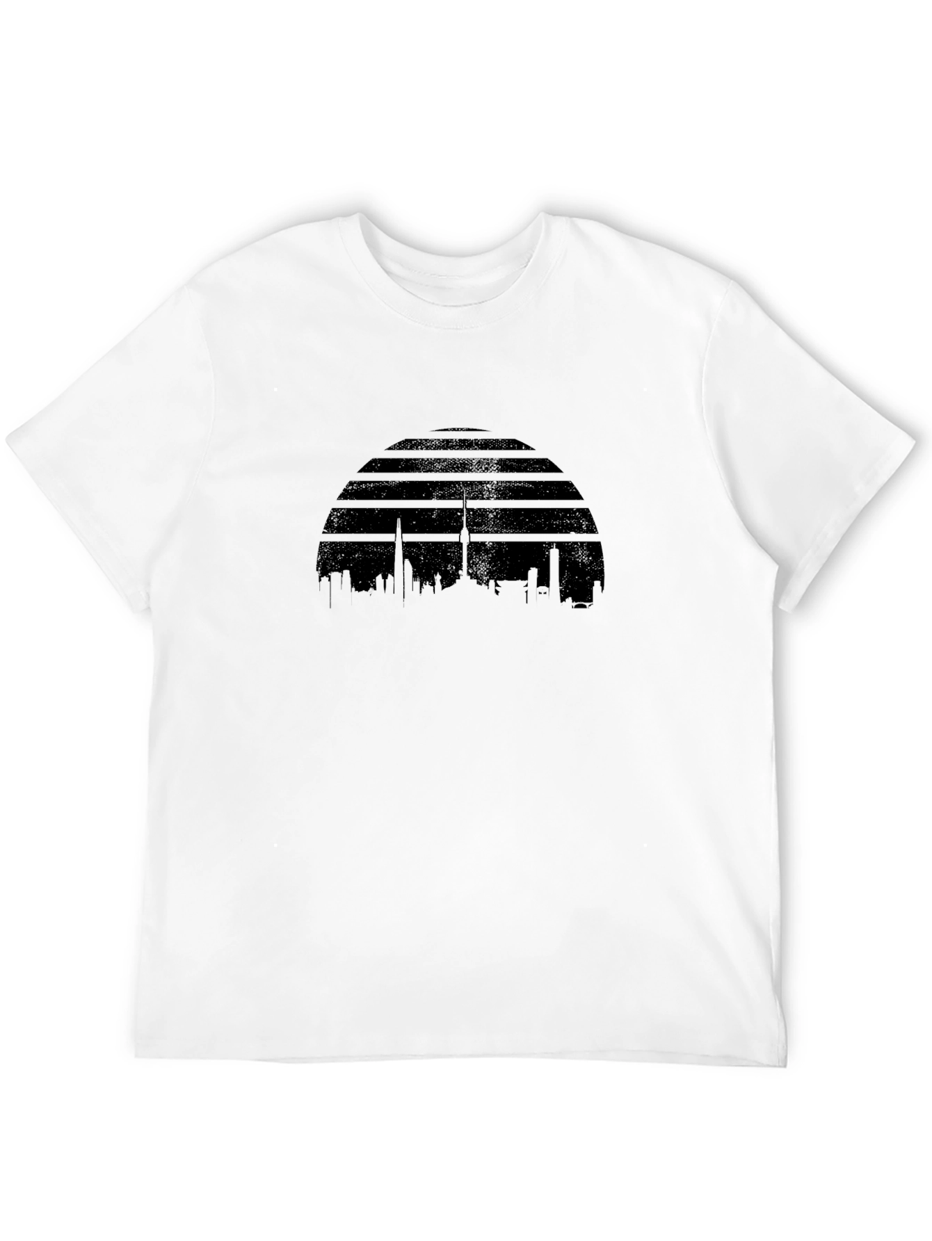 Black Retro Skyline T-Shirt - Black Graphic Tee view 12