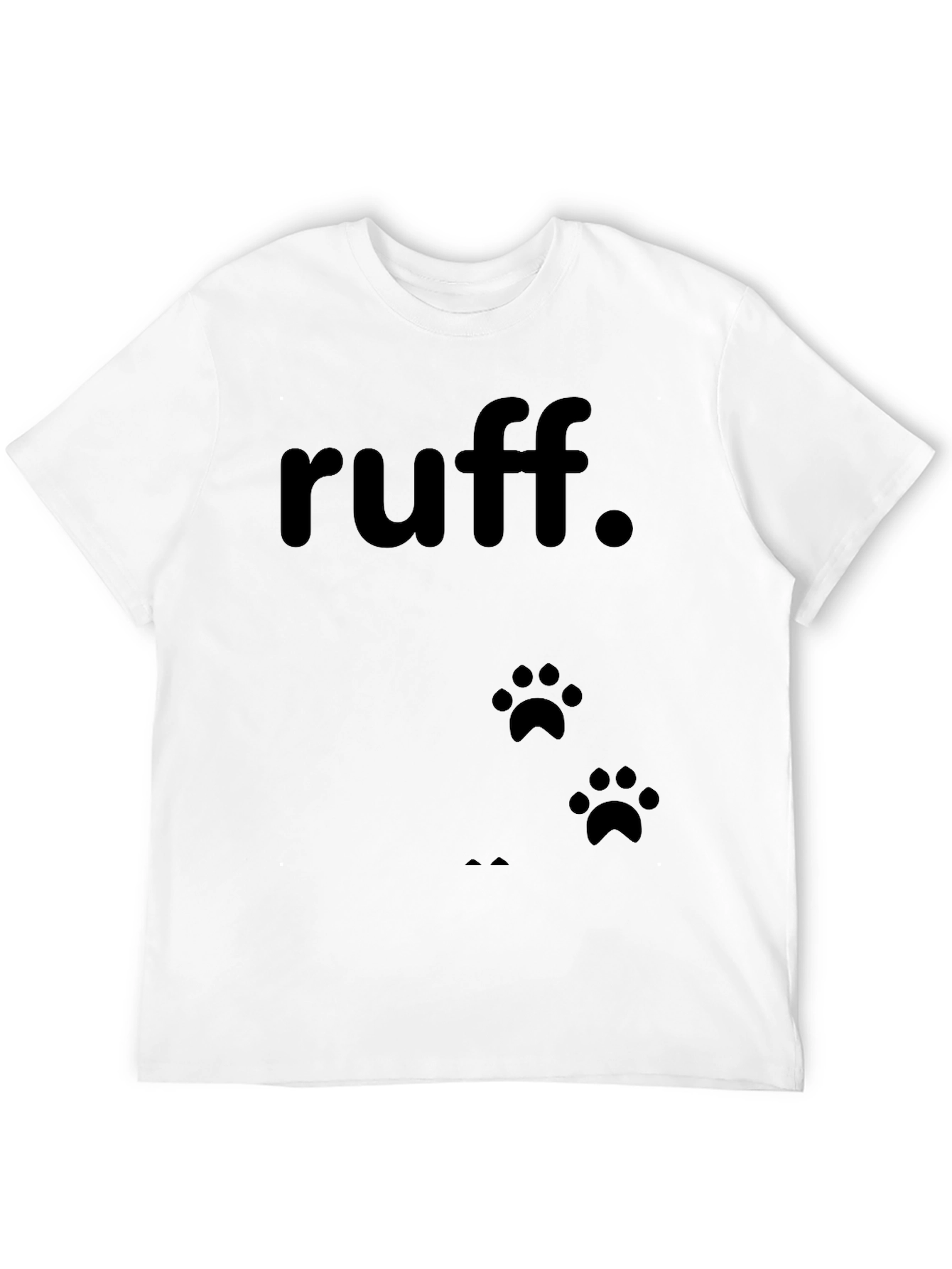 Black Ruff Dog Paw Print T-Shirt - Casual Cotton Tee view 12
