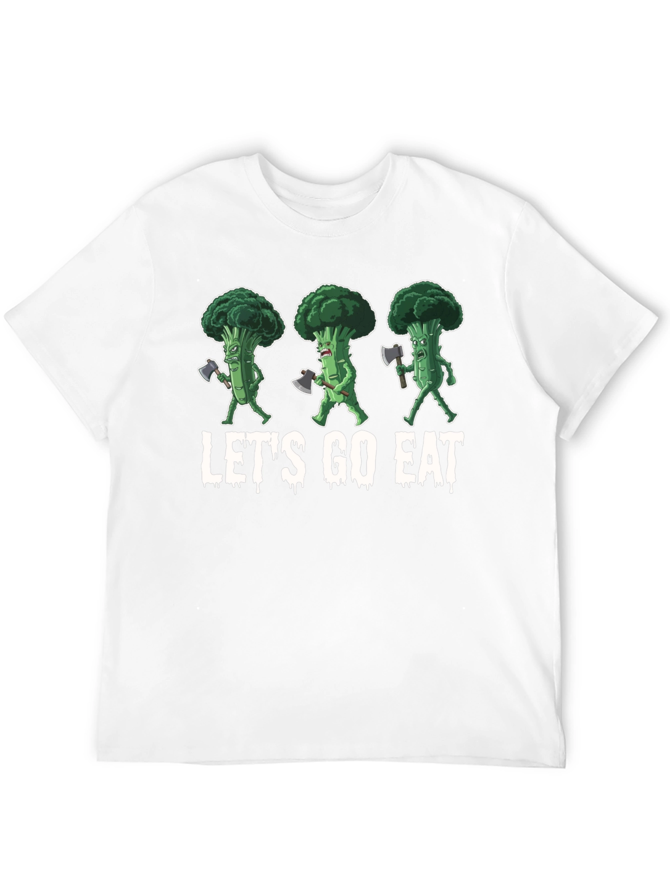 Black Let's Go Eat Broccoli Axe T-Shirt view 12