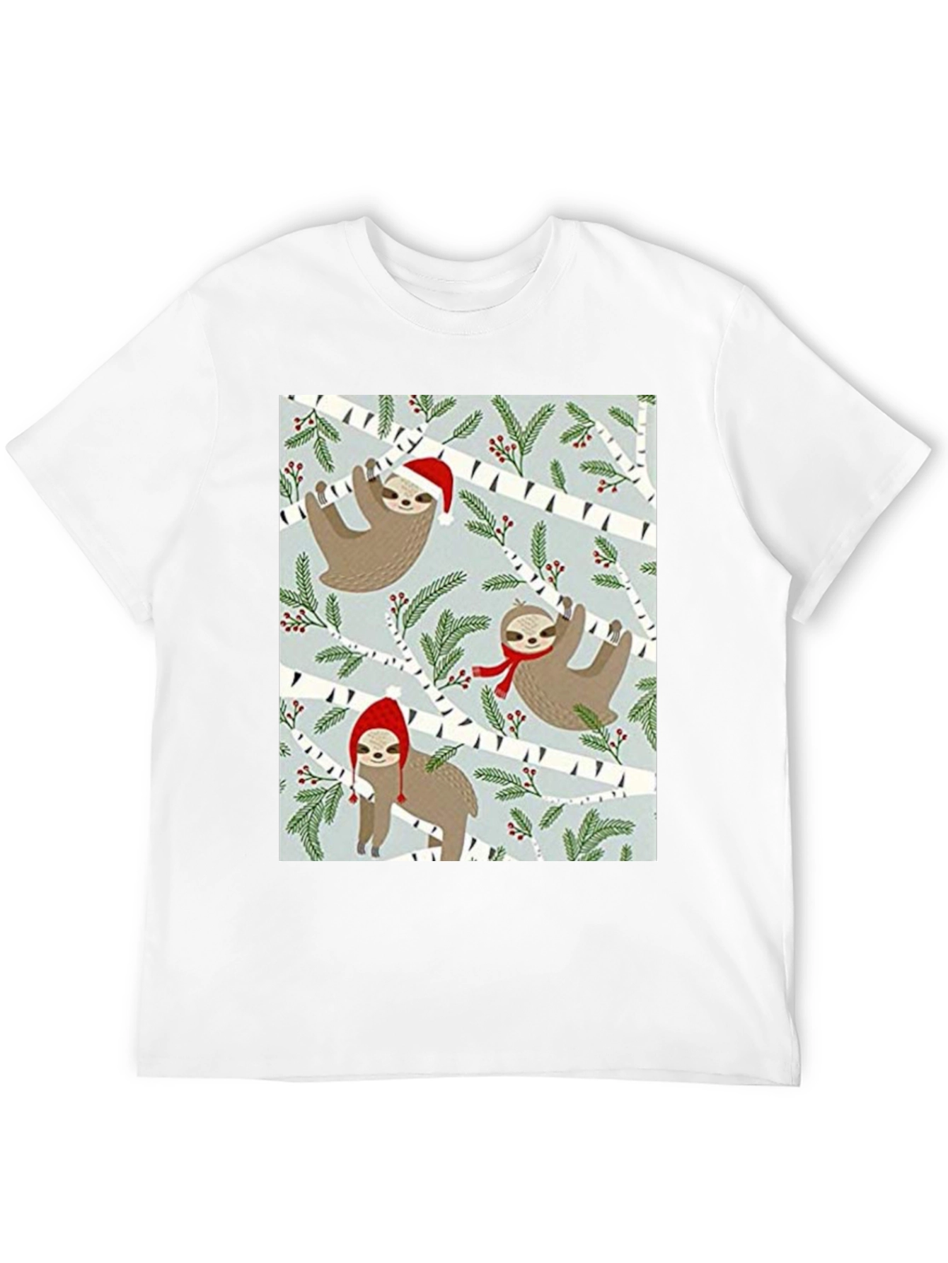 Black Festive Sloth Christmas T-Shirt view 12