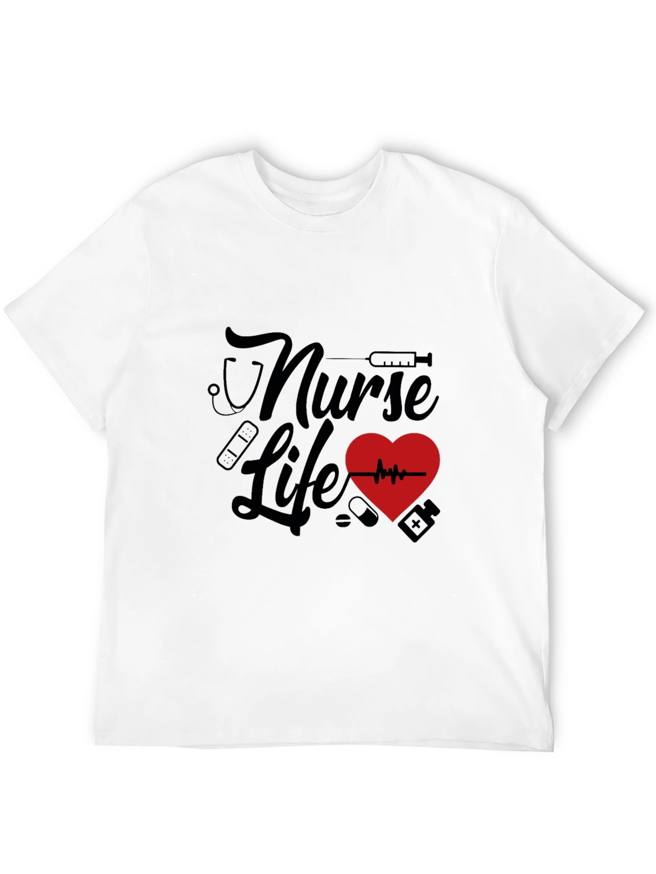 Black Nurse Life Graphic Tee - Black Crew Neck Shirt view 12