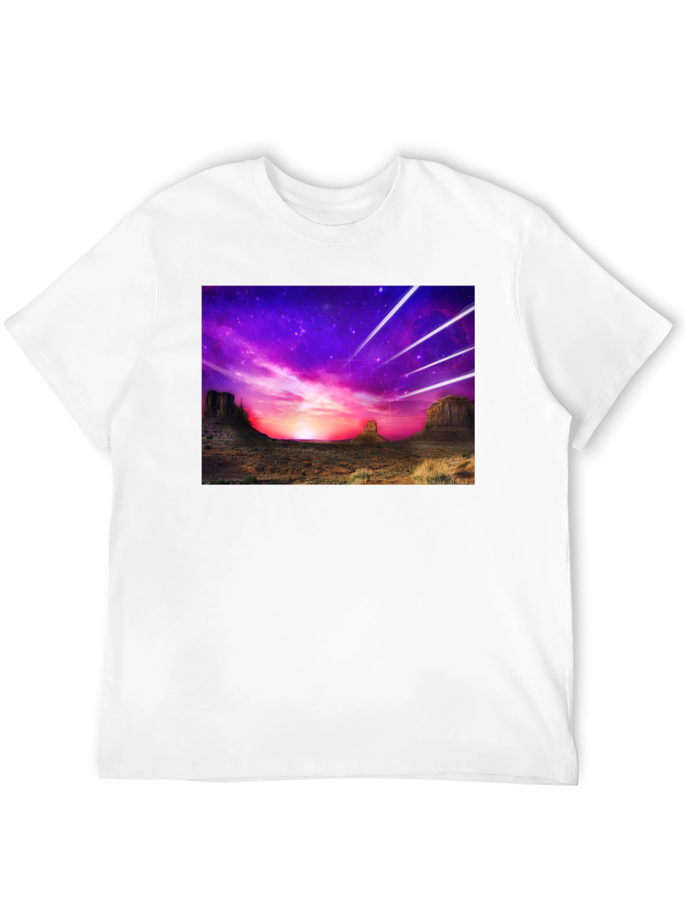 Black Cosmic Desert Graphic Tee - Black Cotton T-Shirt view 12