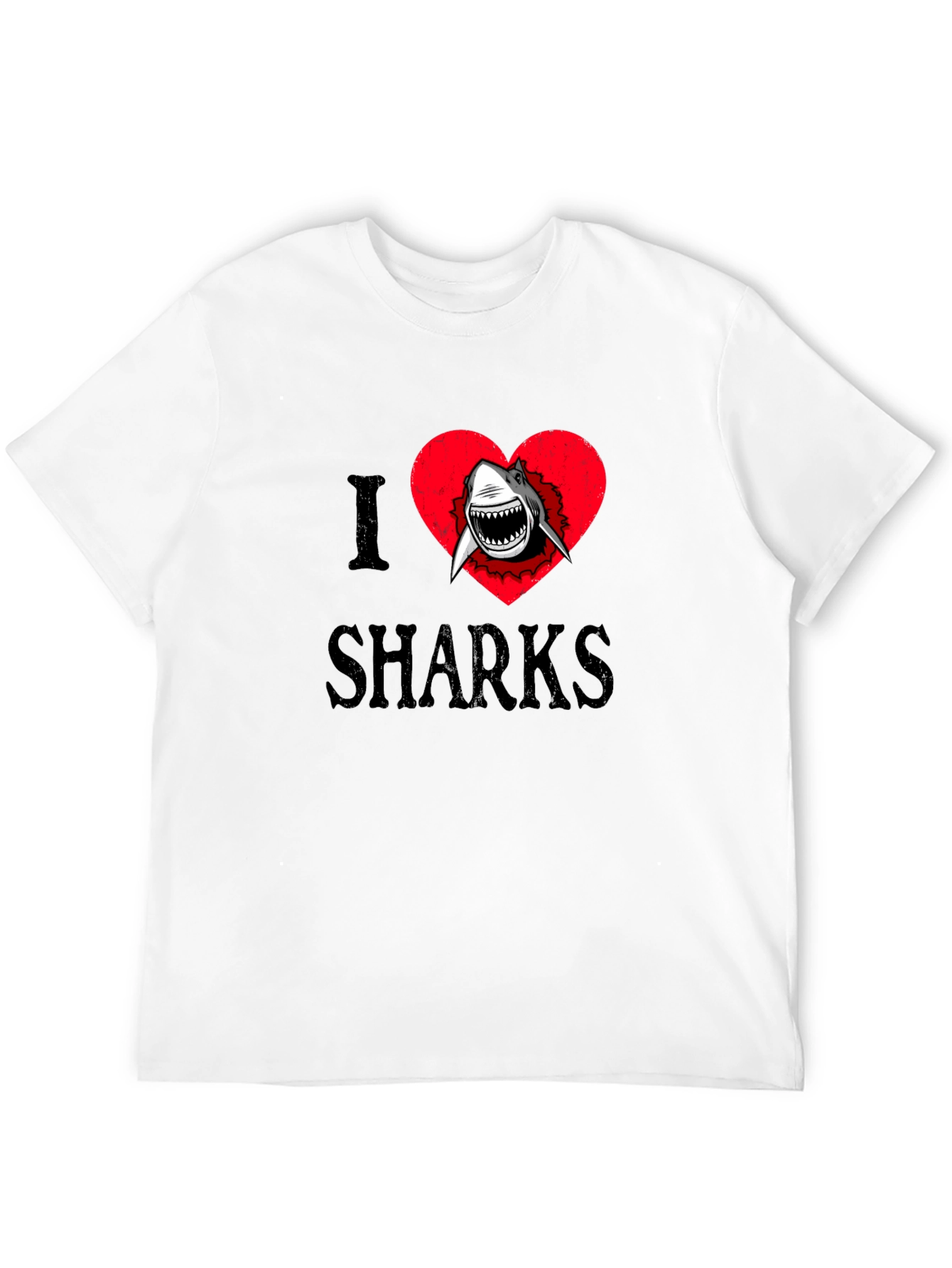 Black I Heart Sharks Graphic Tee - Black Cotton T-Shirt view 12