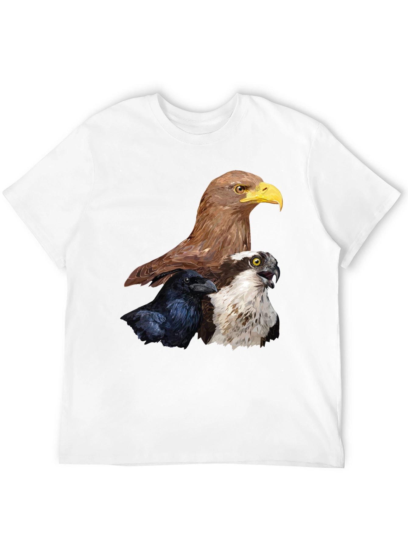 Black Men's Eagle, Raven, Osprey Graphic Print T-Shirt view 12