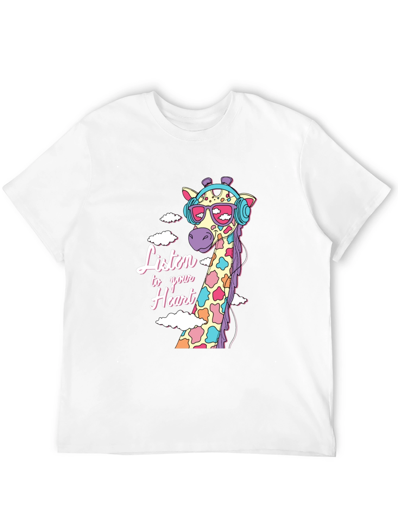 Black Cool Giraffe T-Shirt - Listen to Your Heart view 12