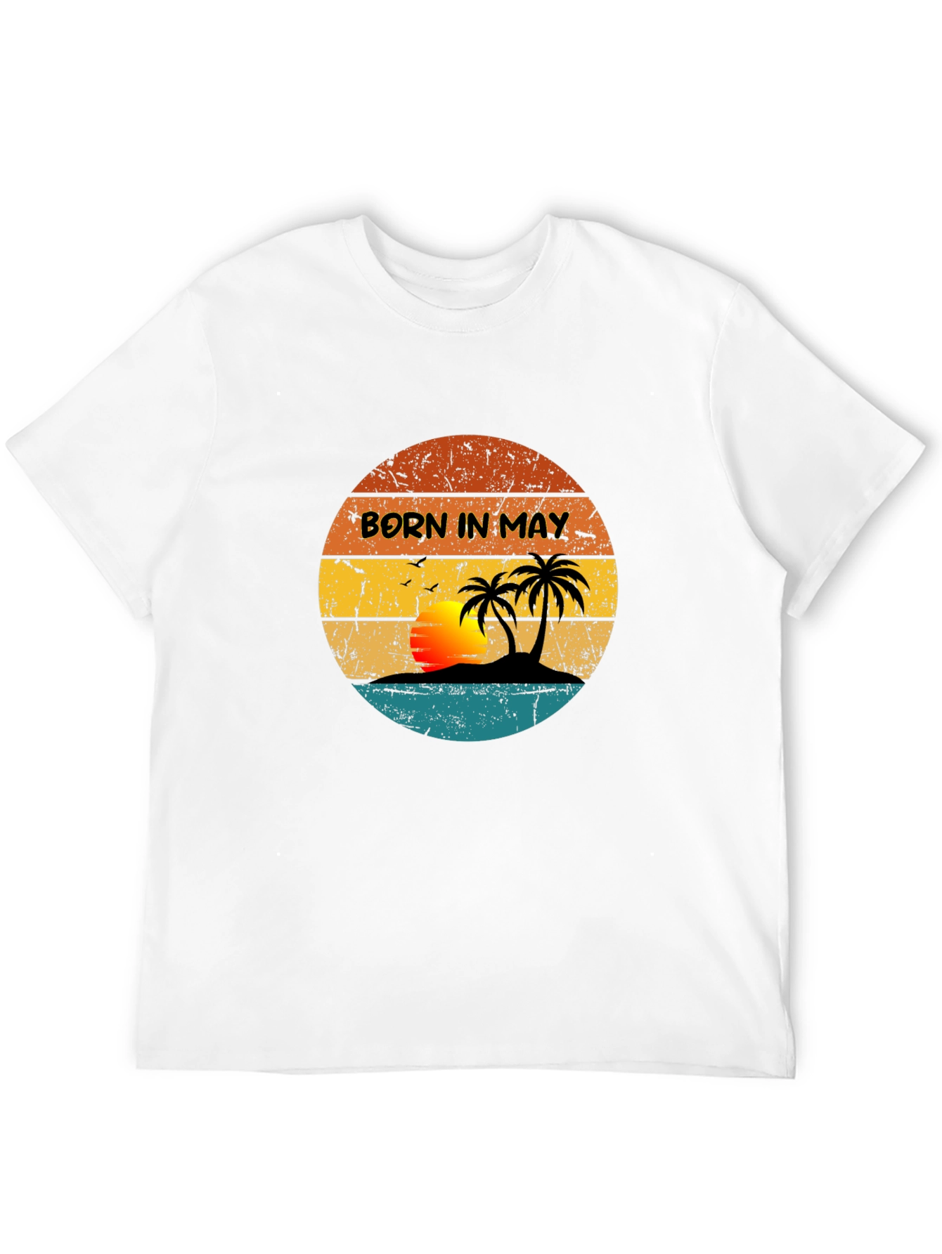 Black Born In May Retro Sunset T-Shirt view 12