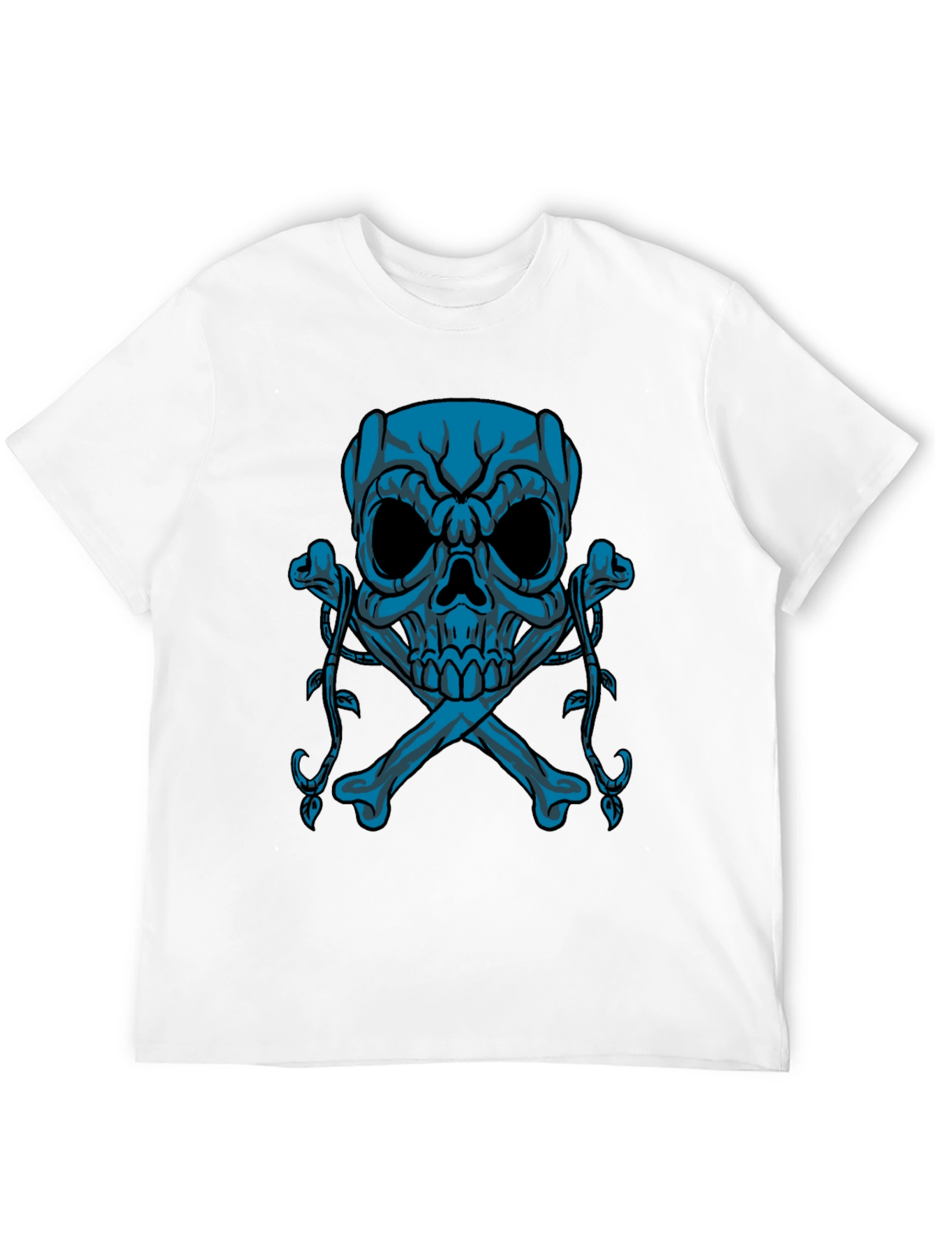 Black Skull & Crossbones Graphic Tee - Black Cotton view 12