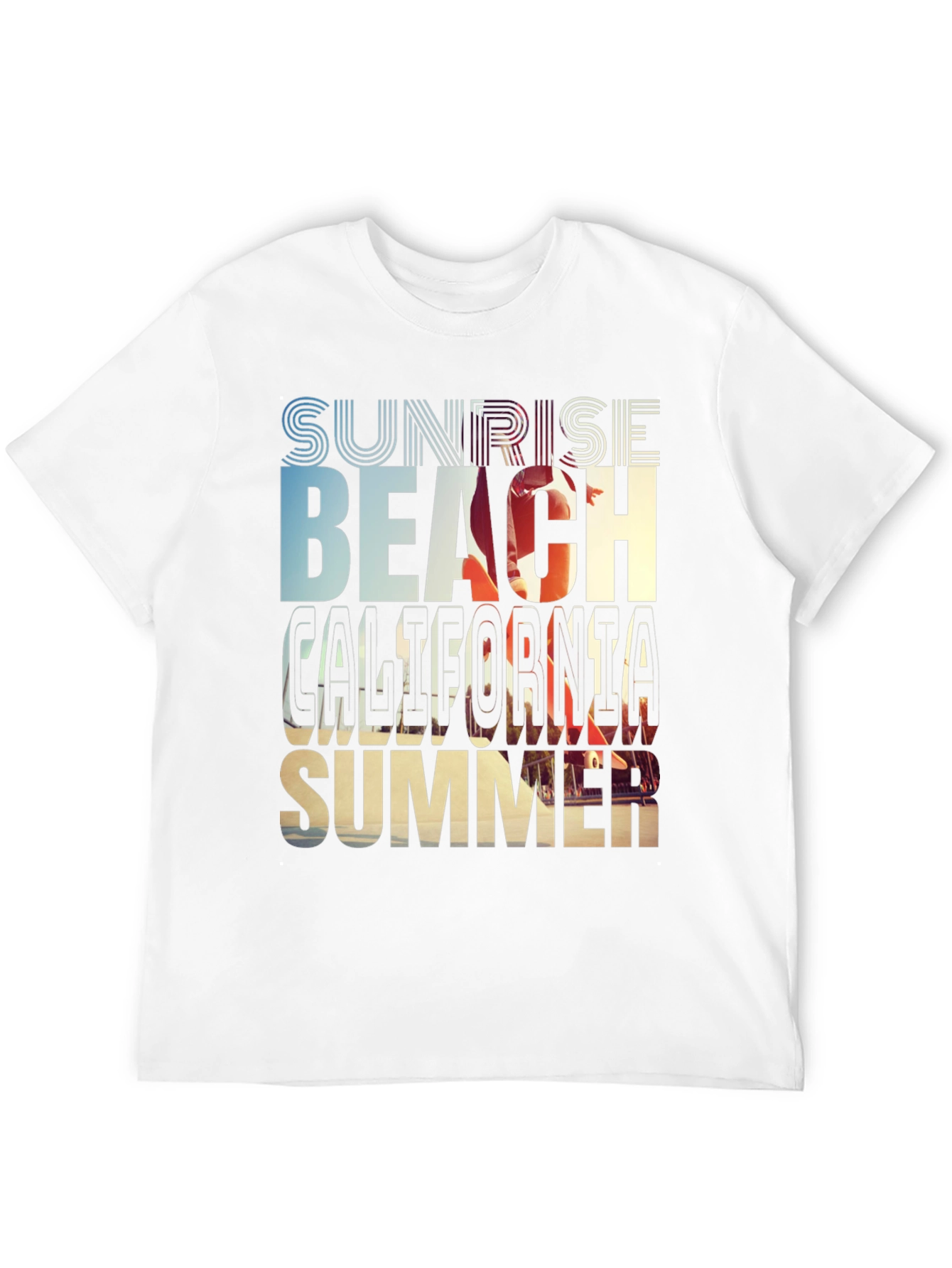 Black Sunset Beach California Summer Graphic T-Shirt view 12