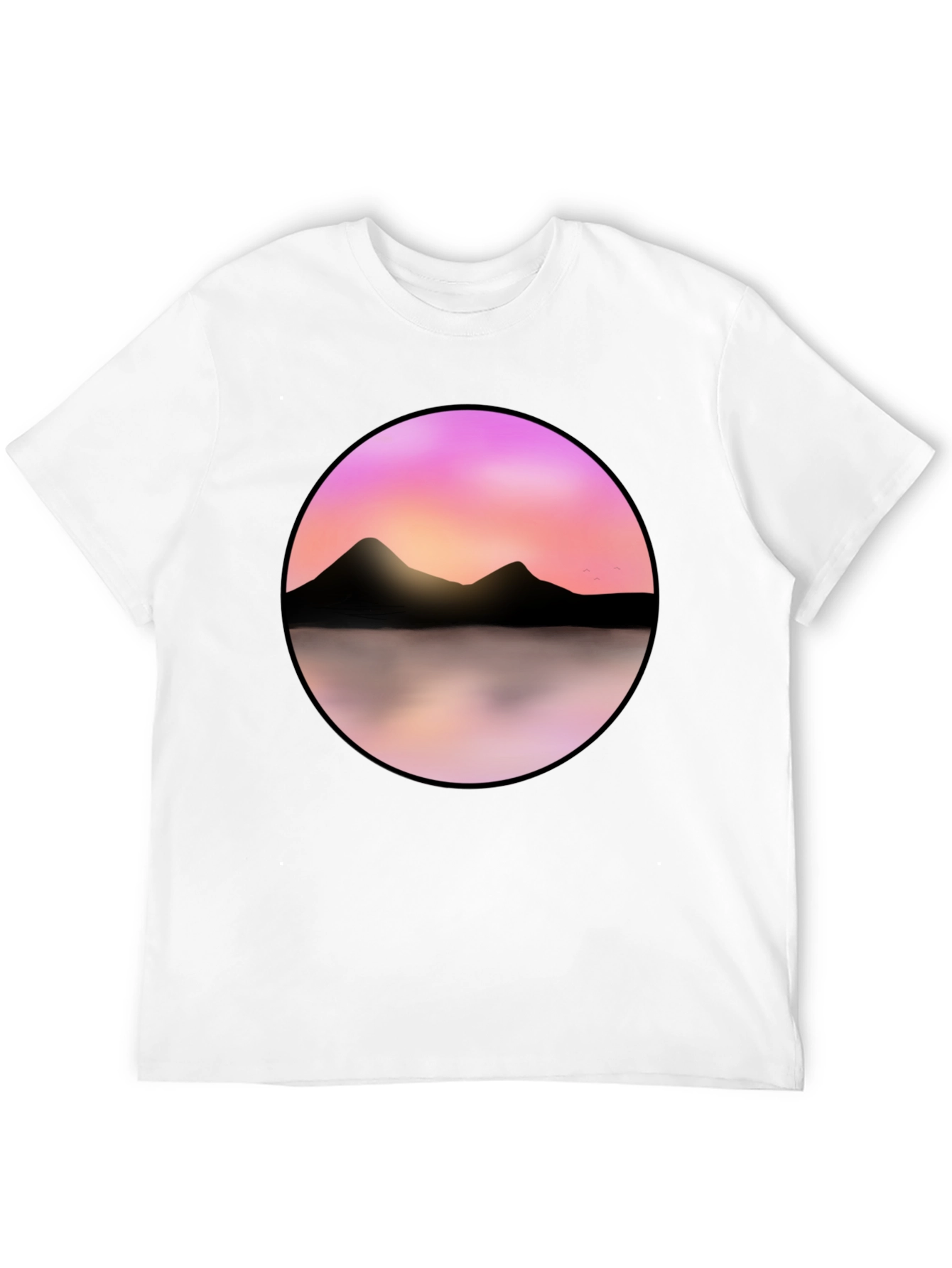 Black Sunset Mountain Lake Graphic Tee - Black view 12