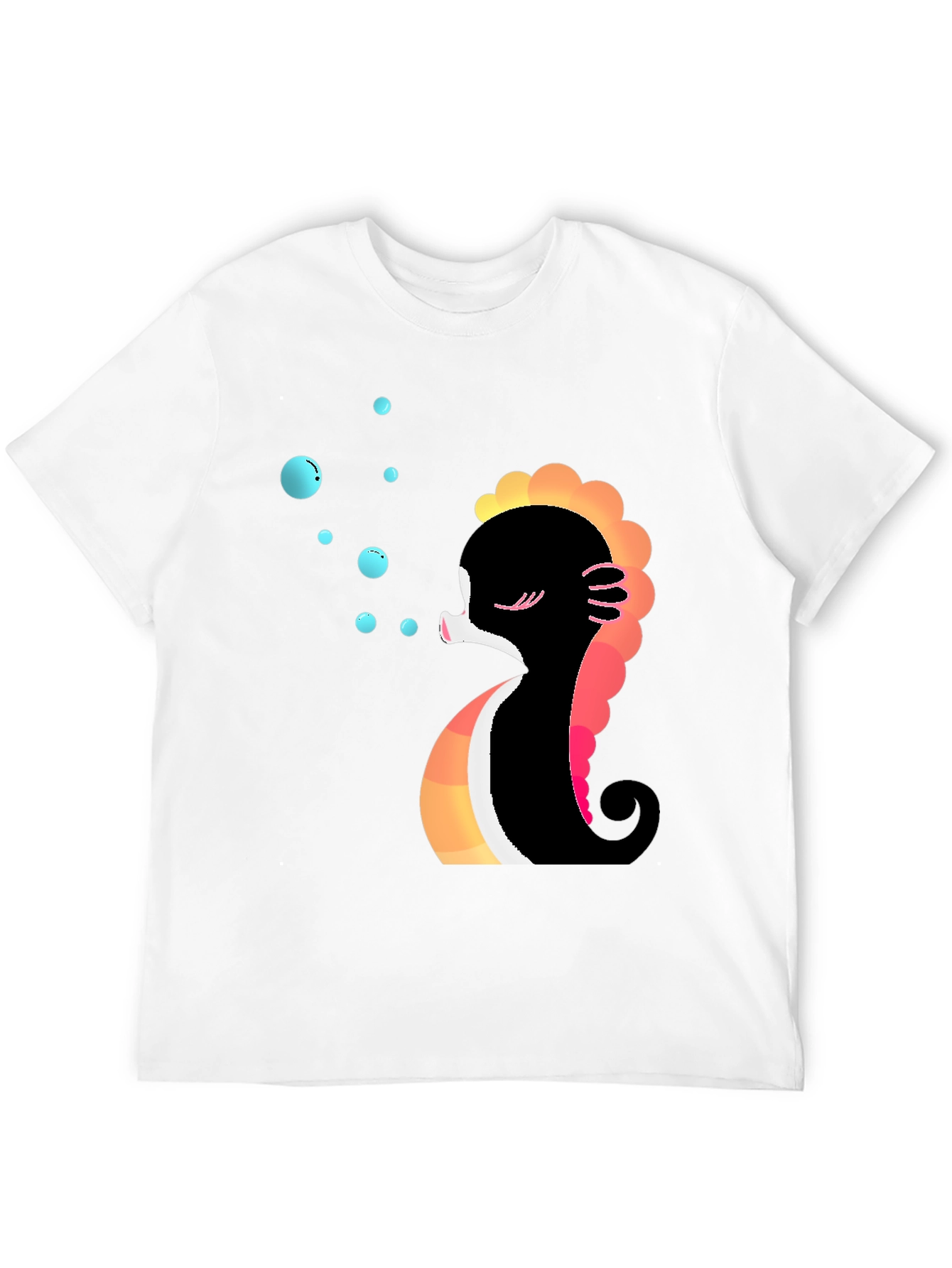 Black Cute Seahorse Bubbles Graphic Tee view 12