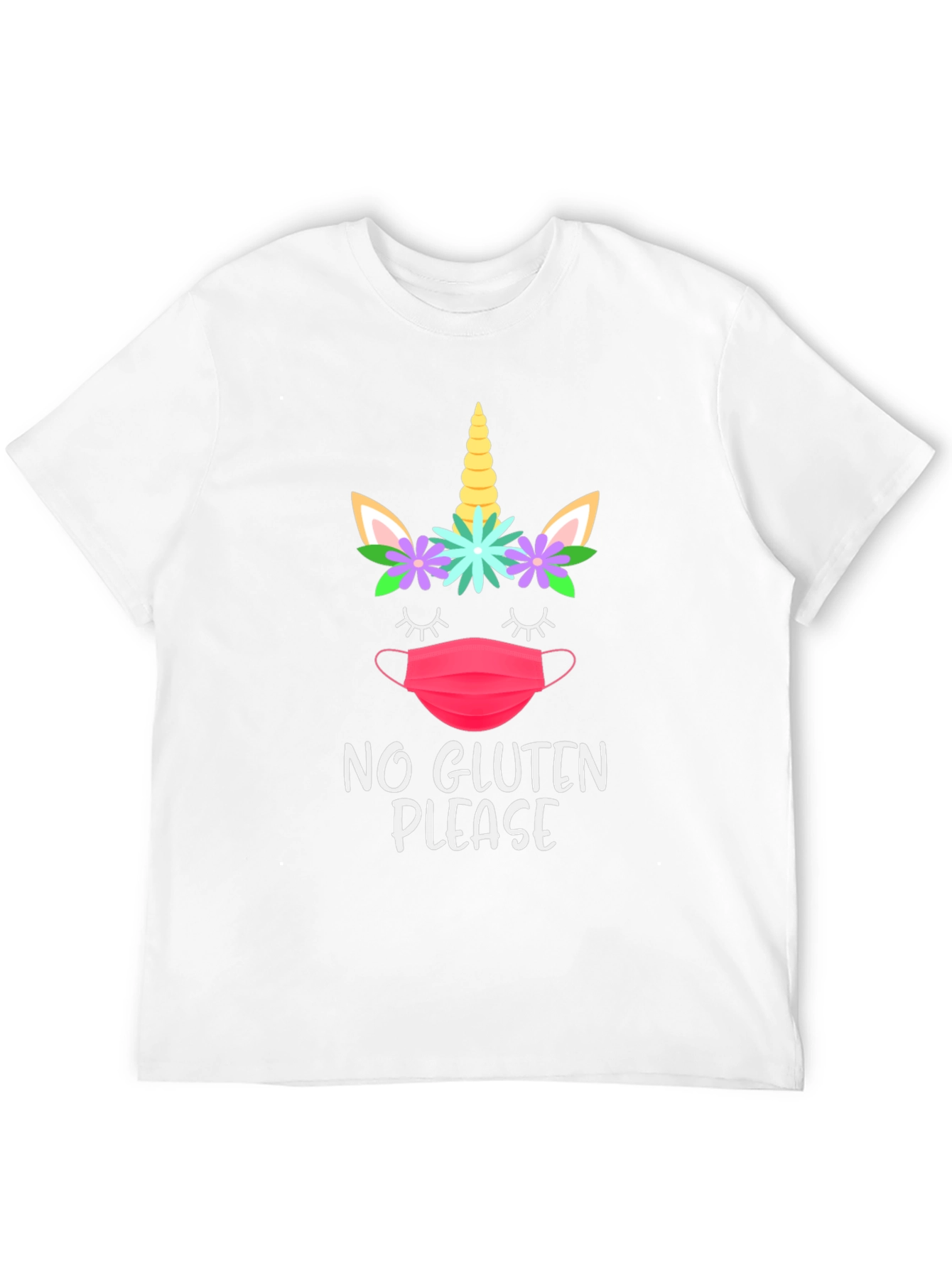 Black No Gluten Please Unicorn Face Mask T-Shirt view 12