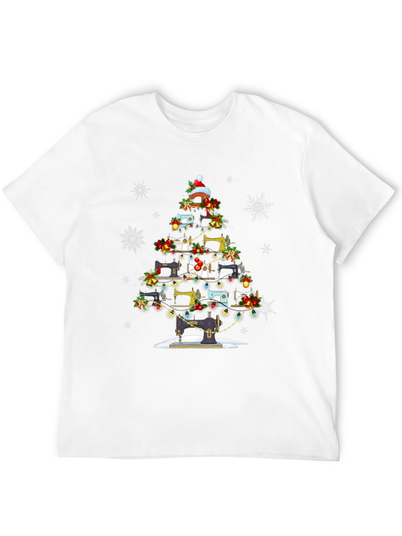 Black Sewing Machine Christmas Tree T-Shirt view 12