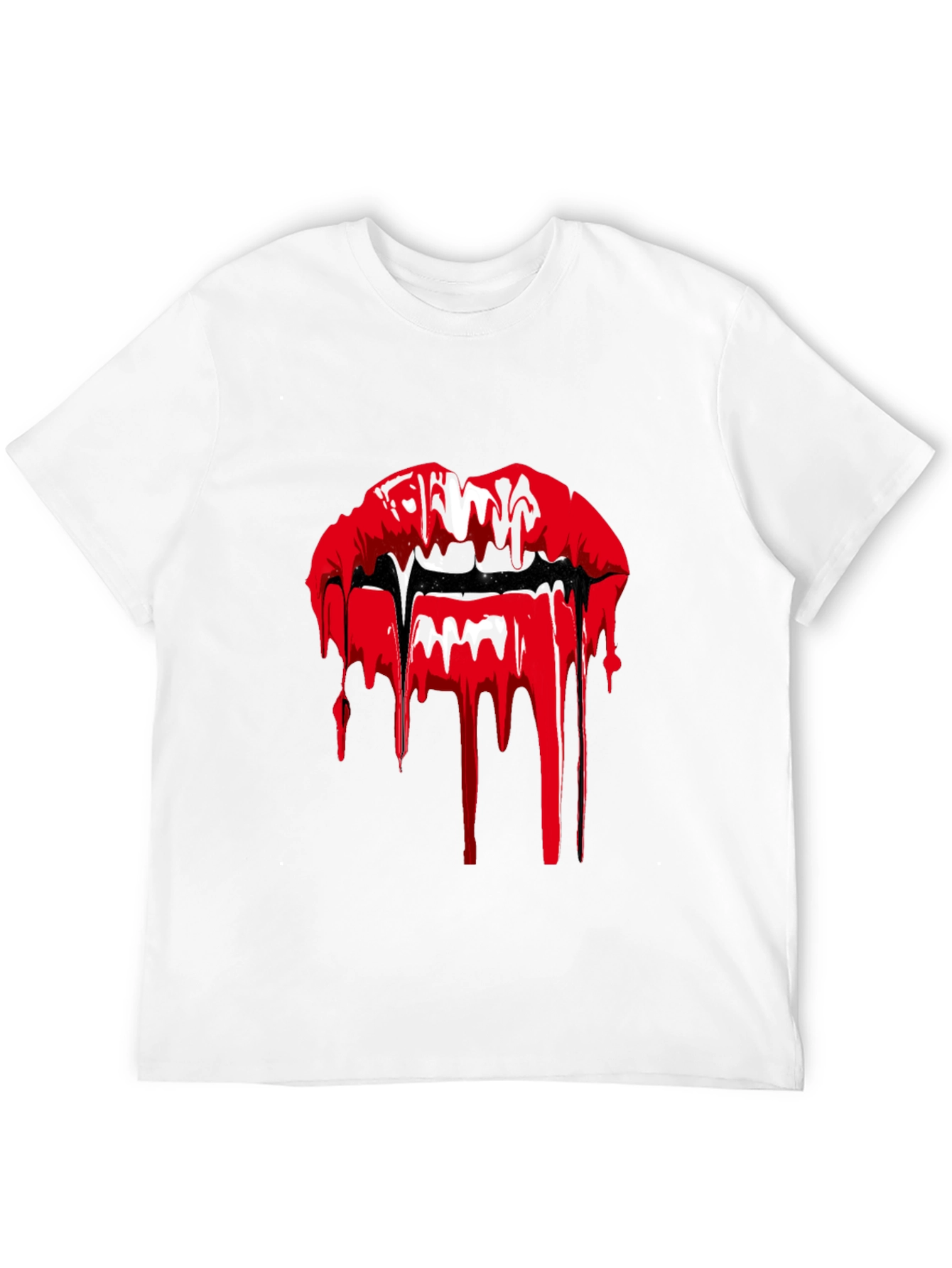 Black Vampire Lips Graphic T-Shirt - Black view 12