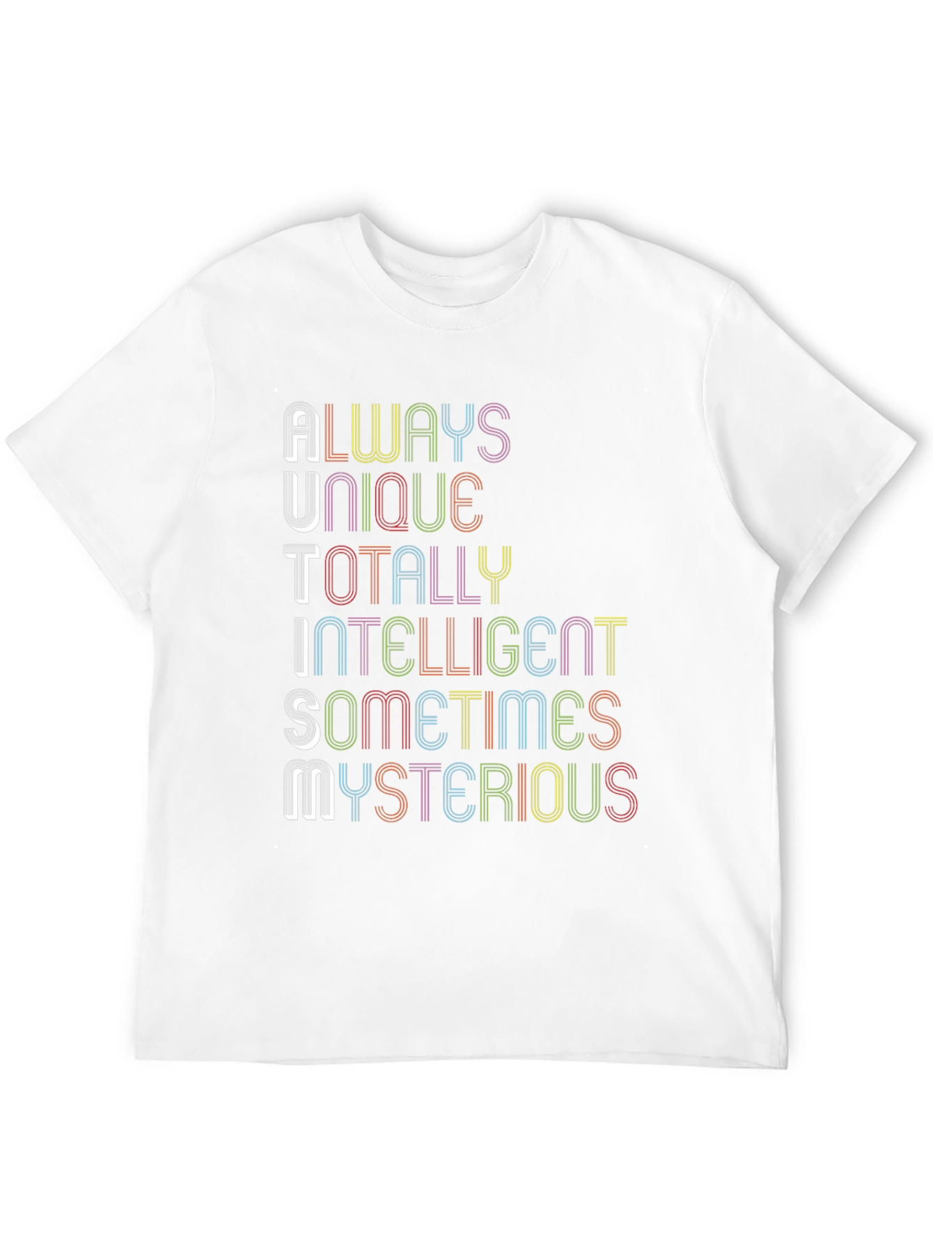 Autism Acceptance Tee: Unique, Intelligent, Mysterious  - 12