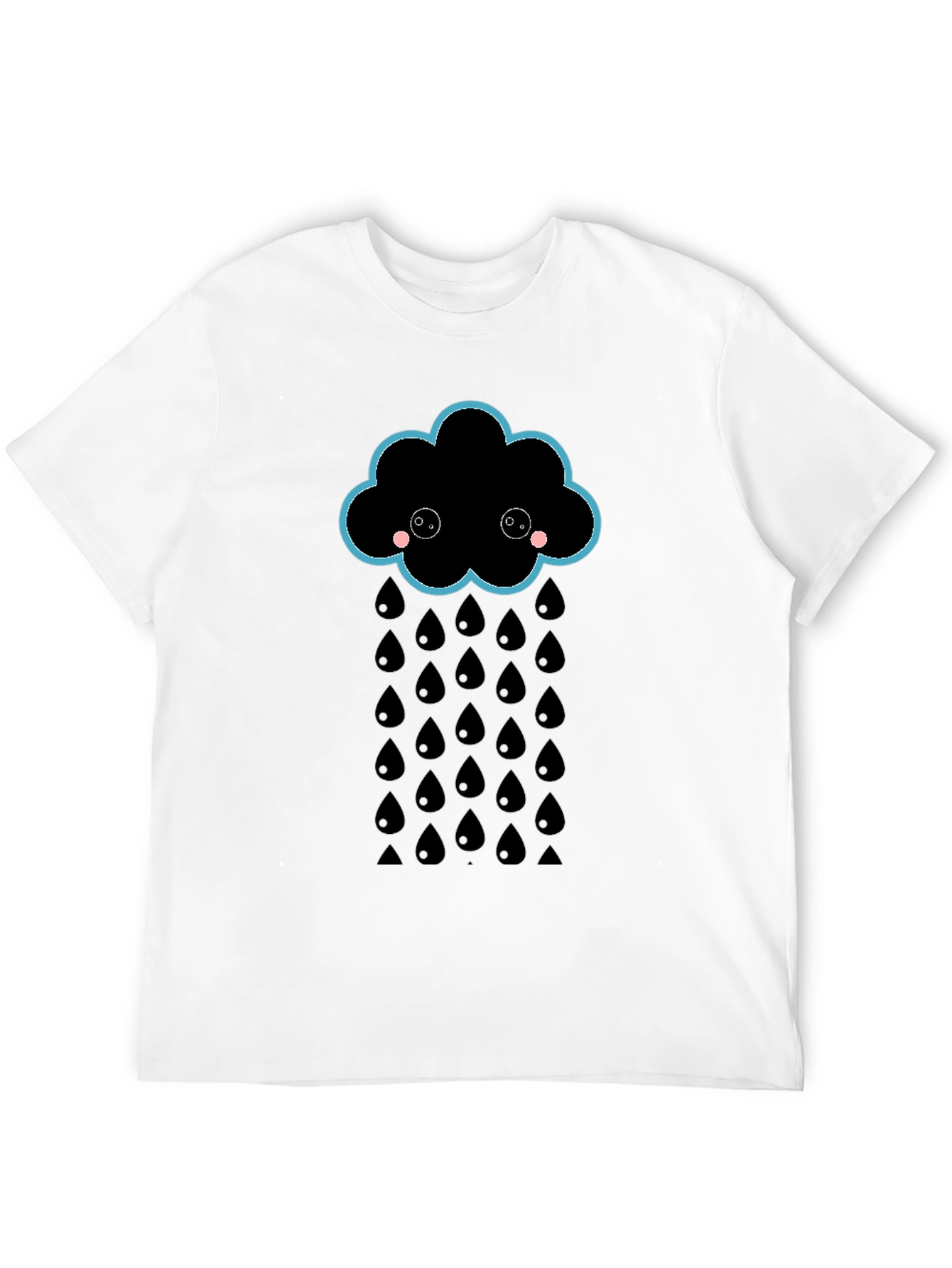 Black Cute Rainy Cloud Black T-Shirt view 12