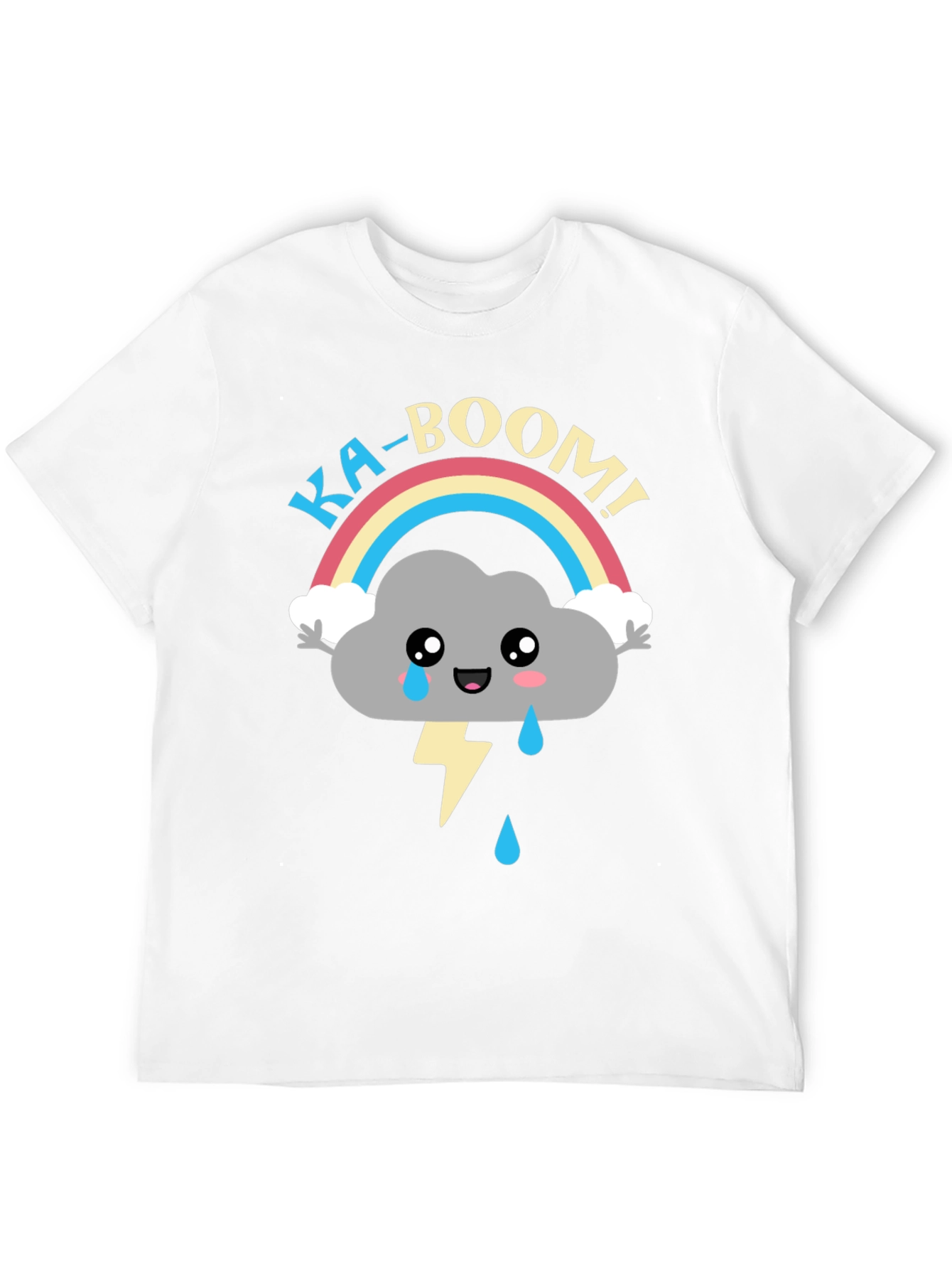 Black Ka-Boom Rainbow Cloud T-Shirt Funny Graphic Tee view 12