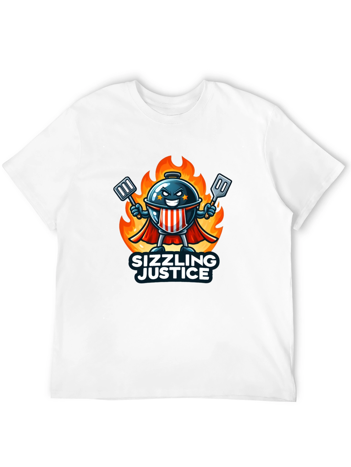 Black Sizzling Justice T-Shirt - Grill Master Hero Design view 12