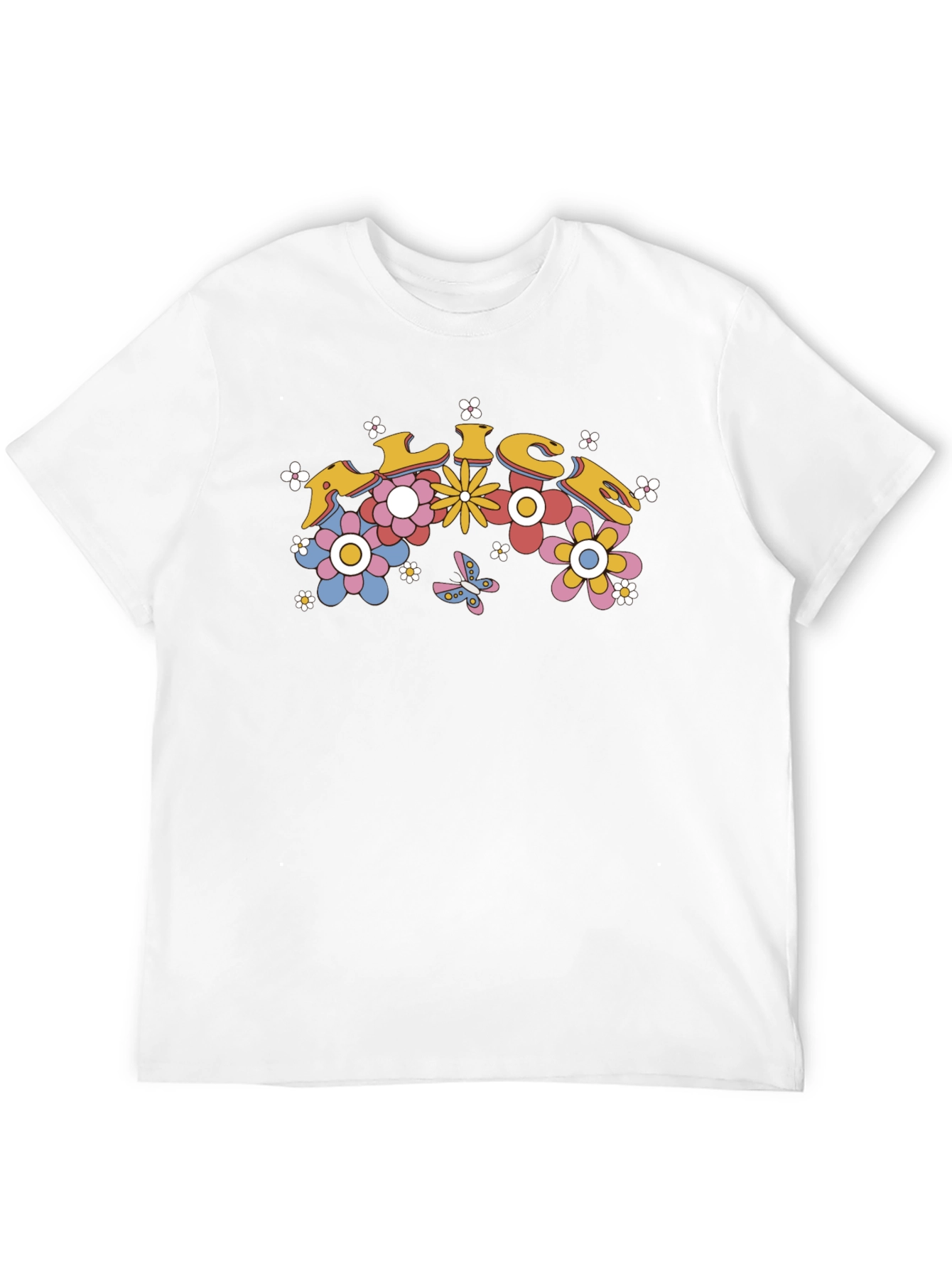 Black Retro Floral Graphic Tee - Black Cotton T-Shirt view 12