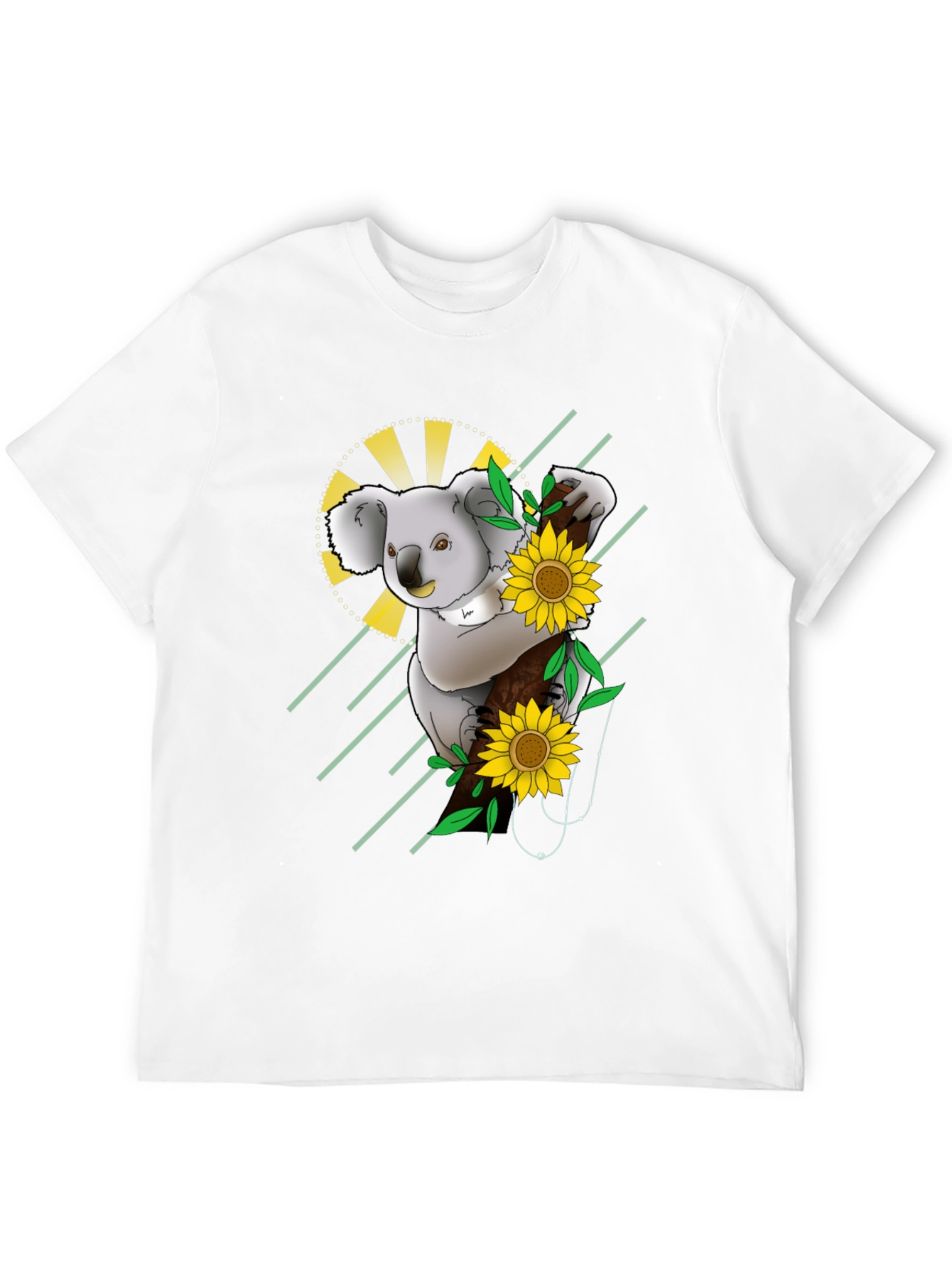 Black Koala & Sunflower Graphic Black T-Shirt view 12