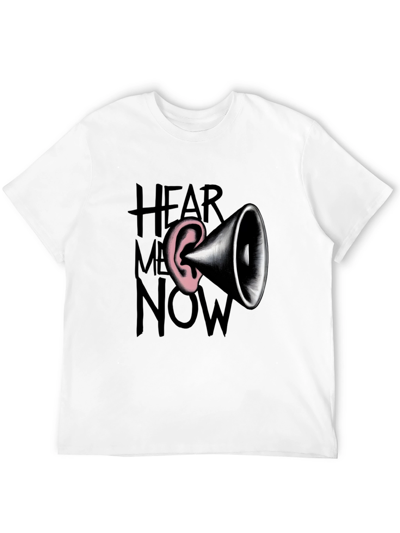 Black Hear Me Now Graphic Tee - Bold Statement Shirt view 12