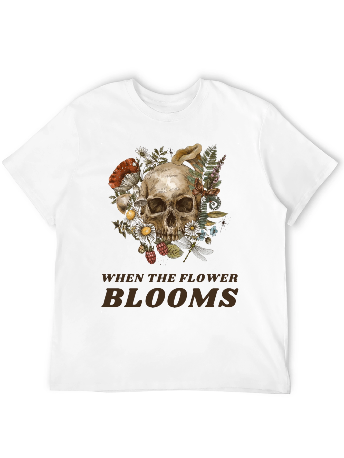 Black Skull and Floral Graphic Print Tee view 12