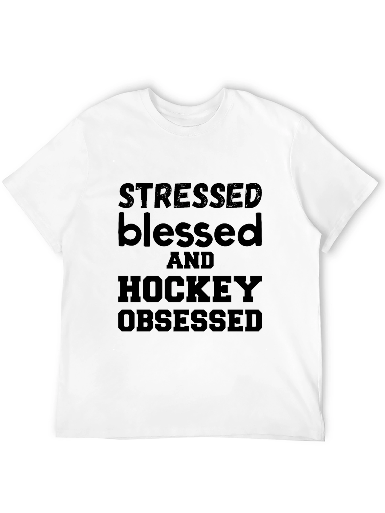 Black Stressed Blessed & Hockey Obsessed Tee view 12