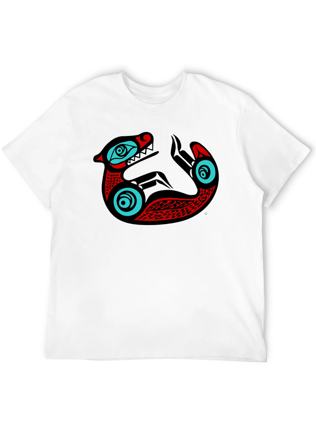 Black Native Style Sea Serpent Graphic Black T-Shirt view 12