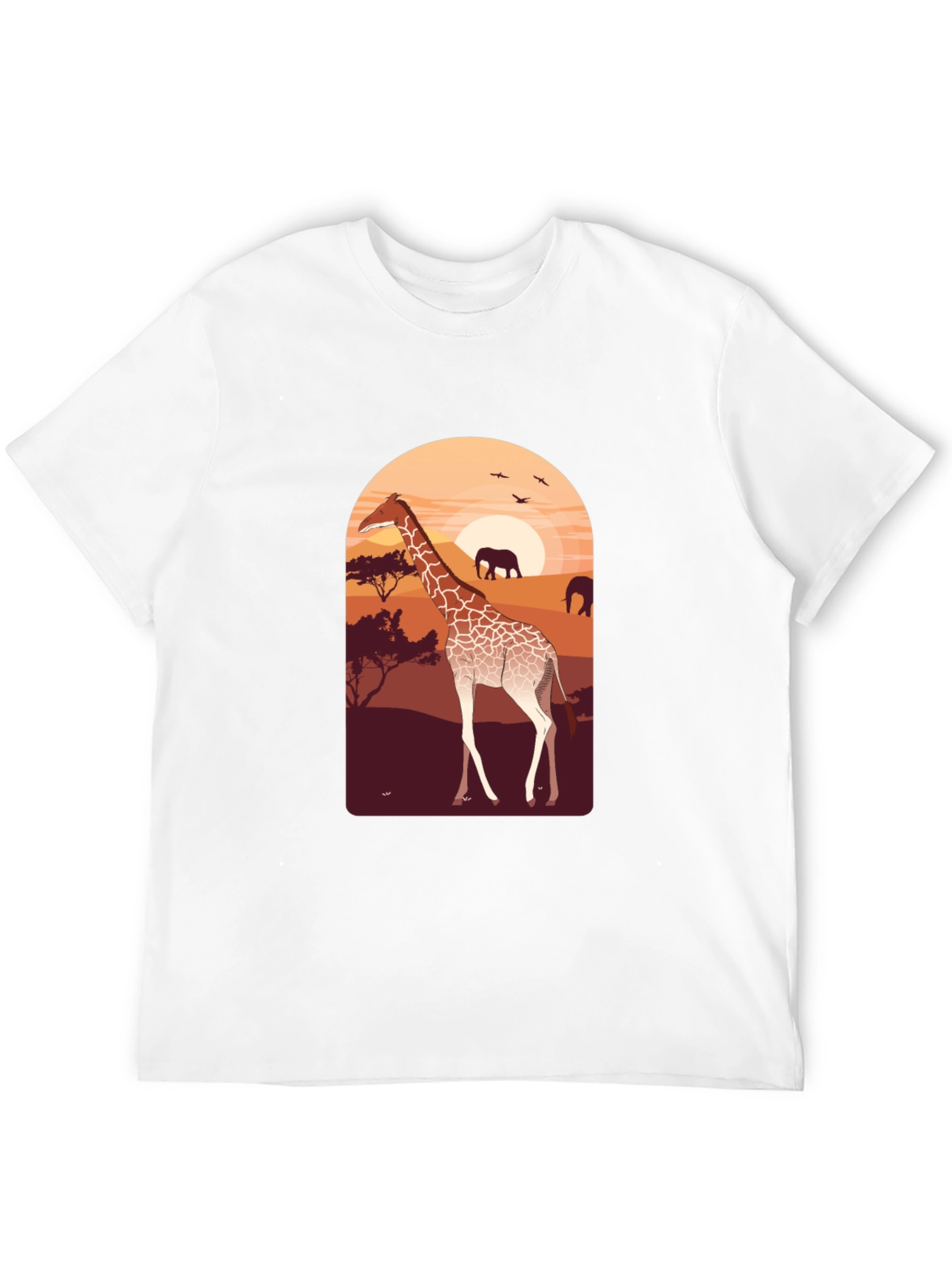 Black Safari Giraffe Graphic Tee - Unisex Black T-Shirt view 12