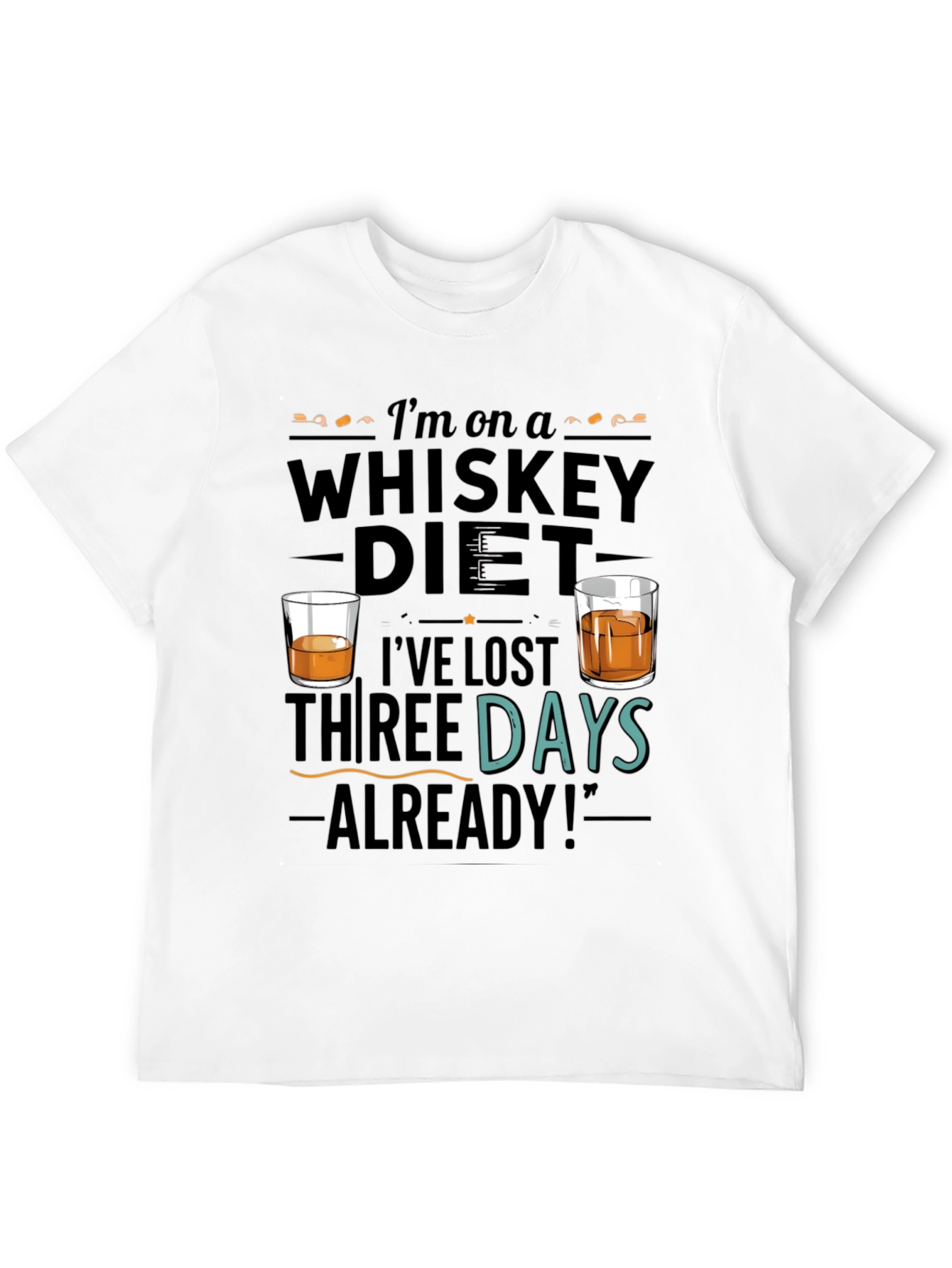 Black Whiskey Diet Funny Graphic T-Shirt view 12