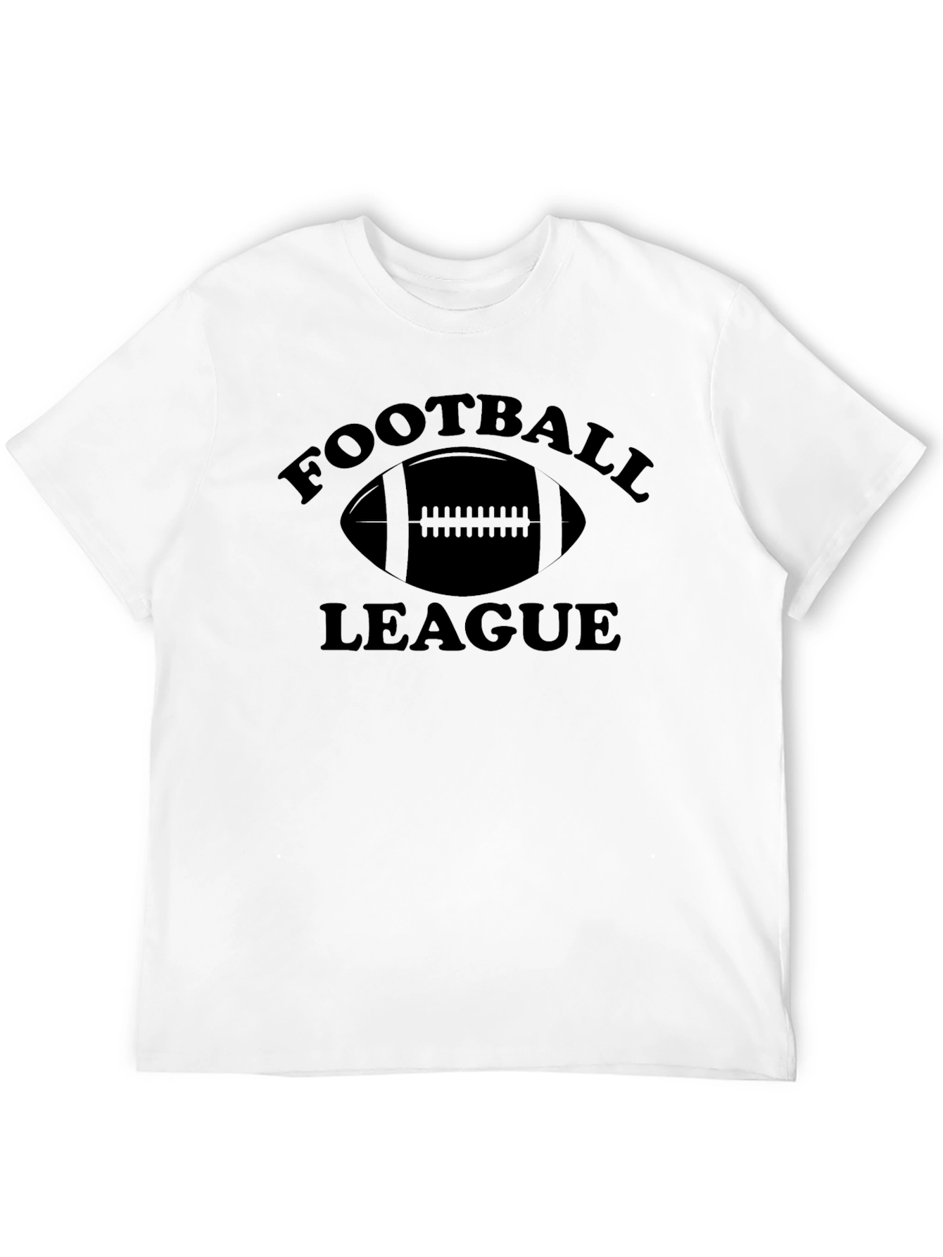 Black Football League Graphic Tee - Classic Black Cotton T-Shirt view 12