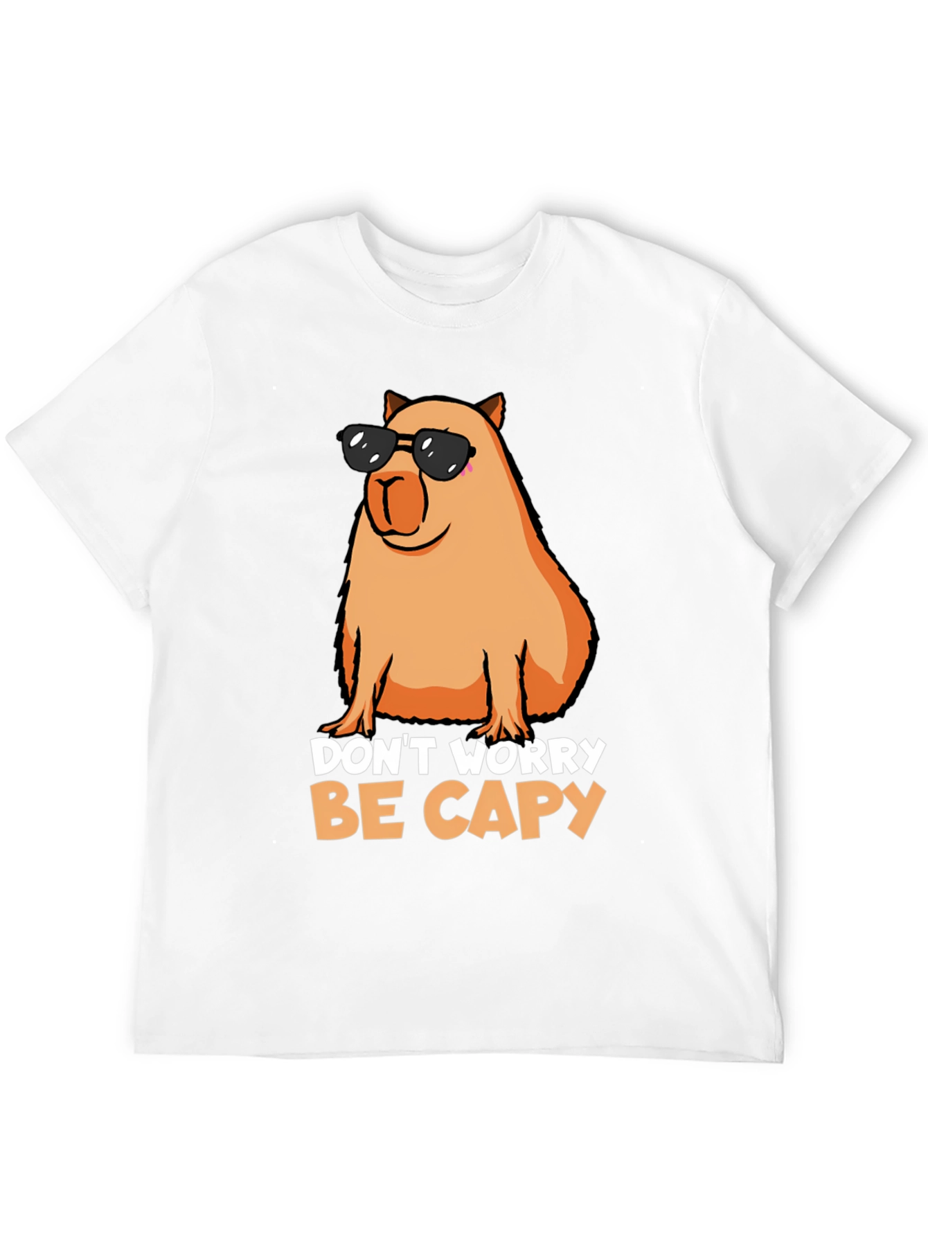 Black Don't Worry Be Capy T-Shirt view 12