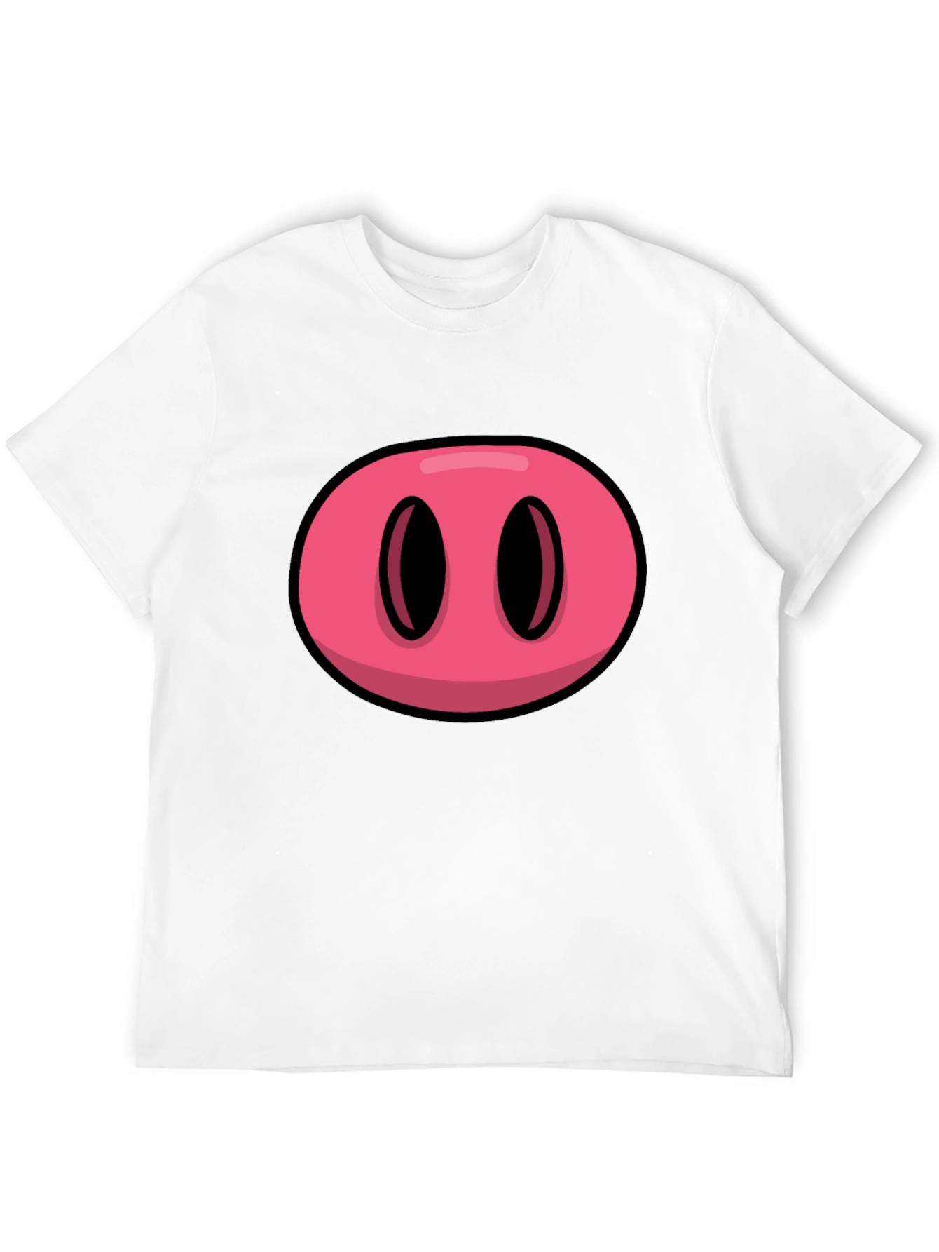 Black Cartoon Pig Nose Graphic Black T-Shirt view 12