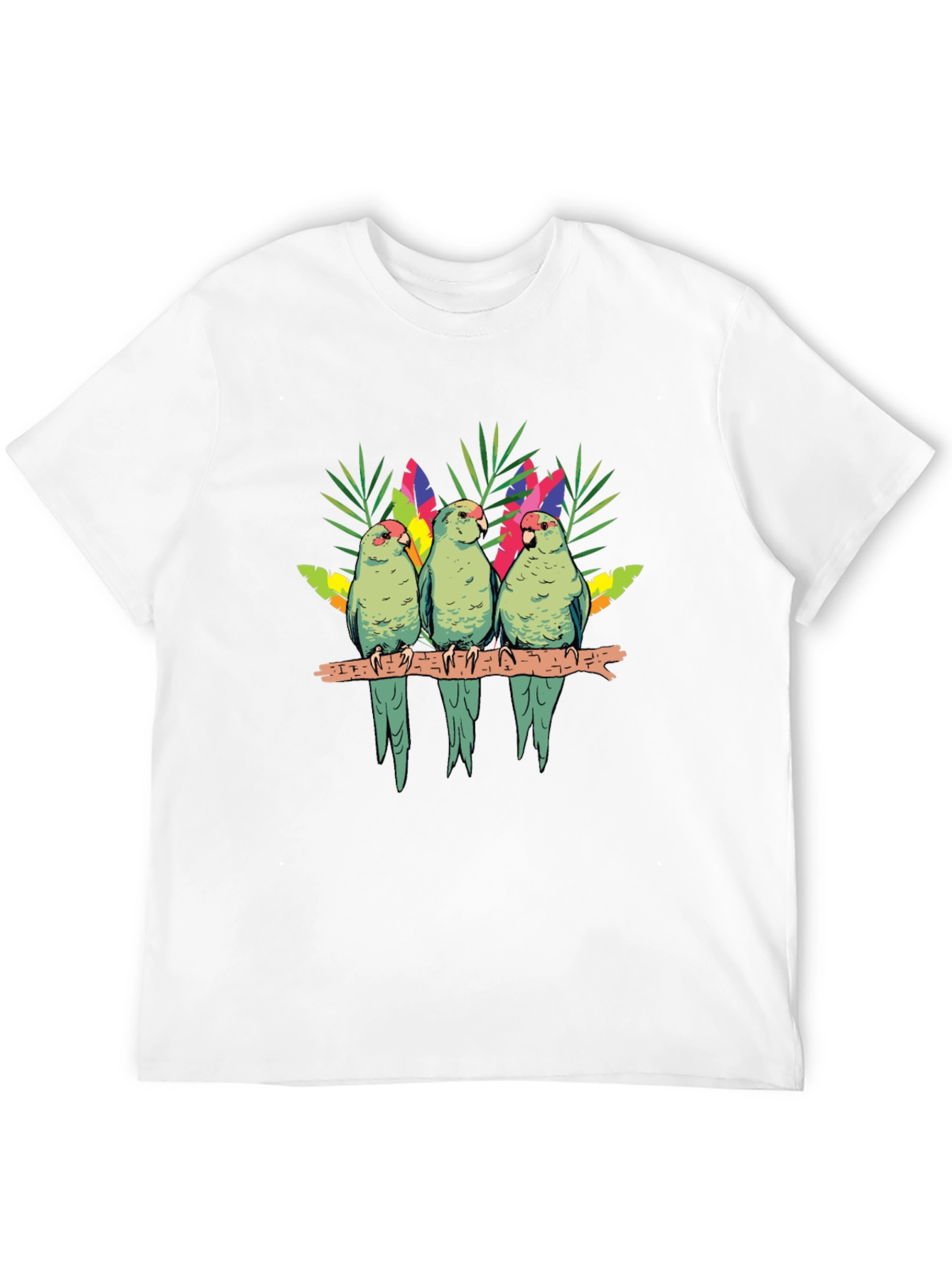 Black Parrot Trio Graphic Tee - Tropical Bird Shirt view 12