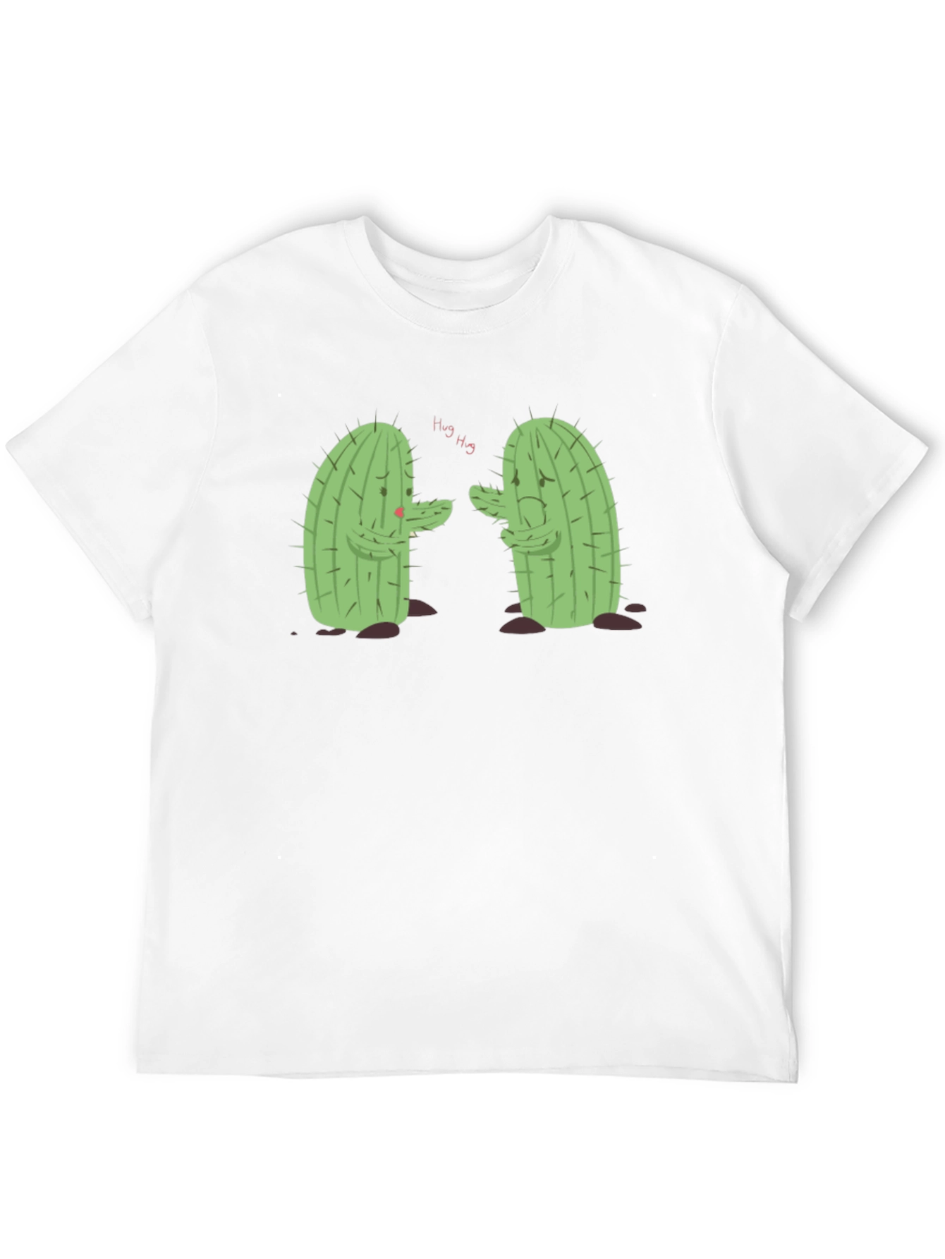 Black Sad Cactus Hug T-Shirt - Funny Graphic Tee view 12