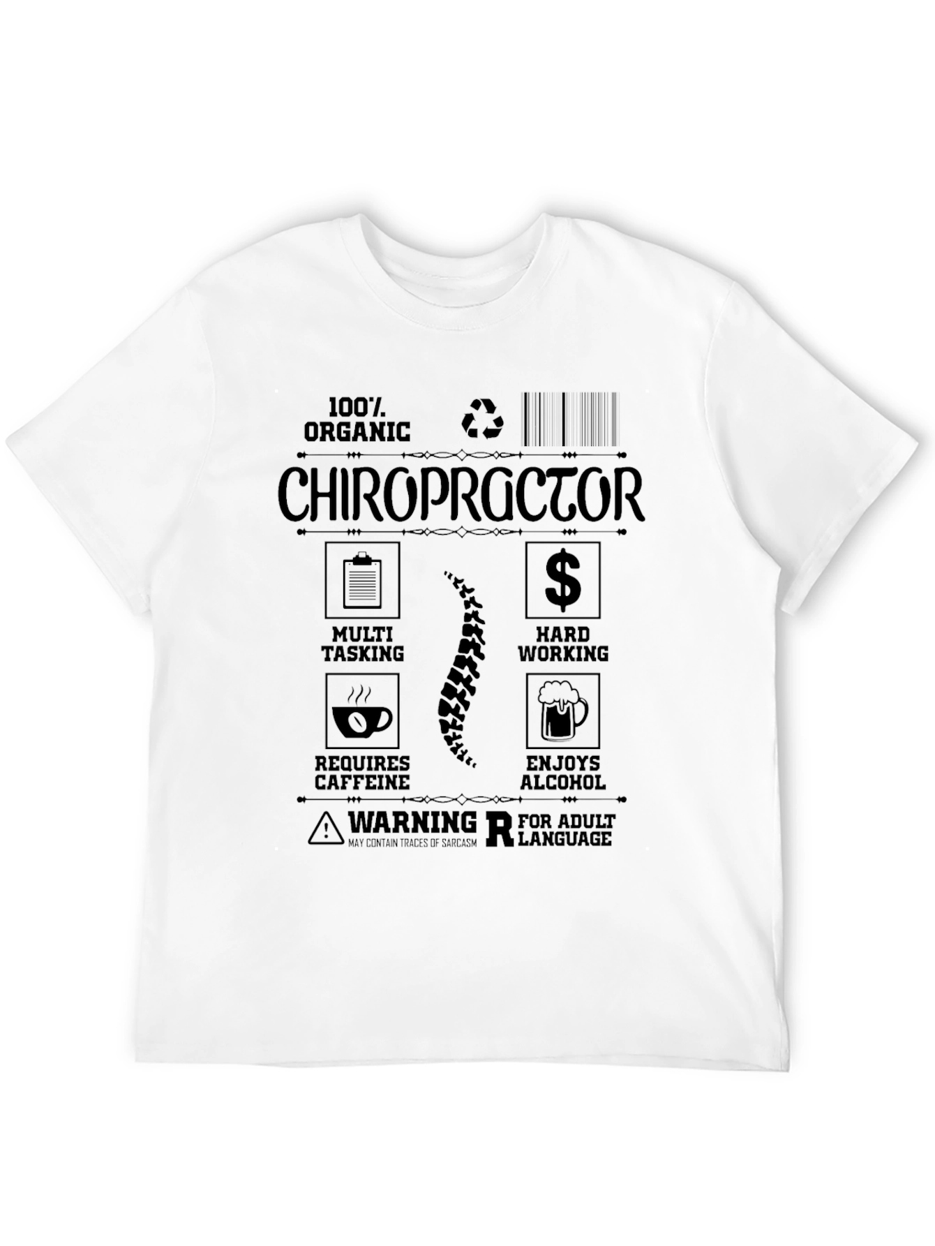 Black Chiropractor T-Shirt: 100% Organic Adult Humor view 12