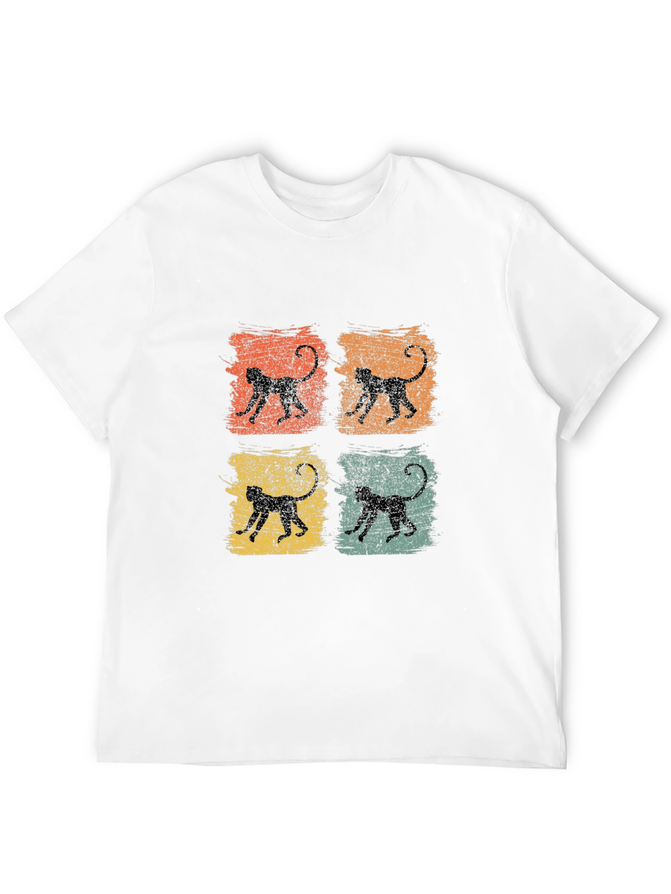 Black Retro Monkey Graphic Tee - Vintage Animal Print T-Shirt view 12