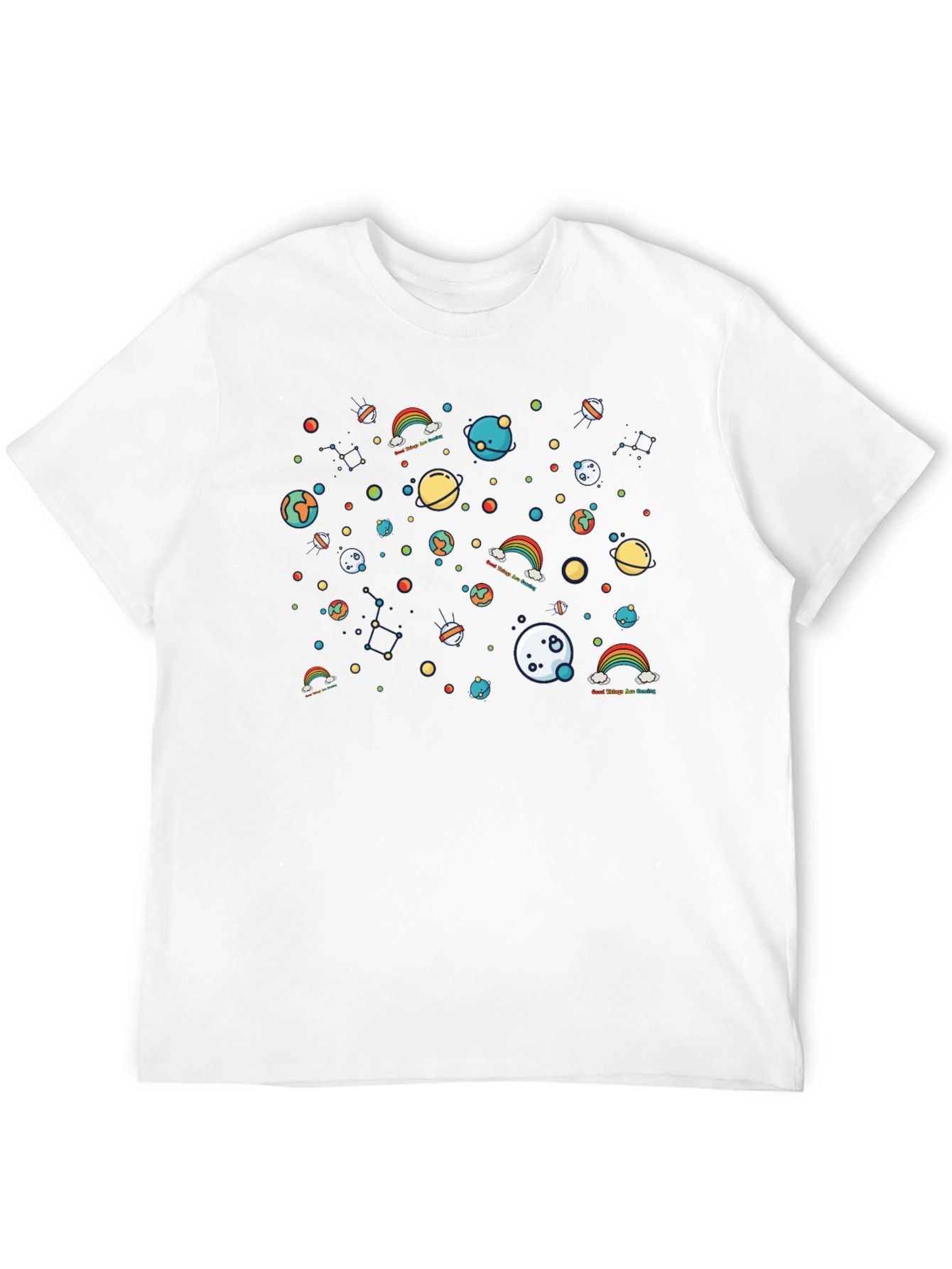 Black Cosmic Rainbows Graphic T-Shirt - Soft Cotton Blend view 12