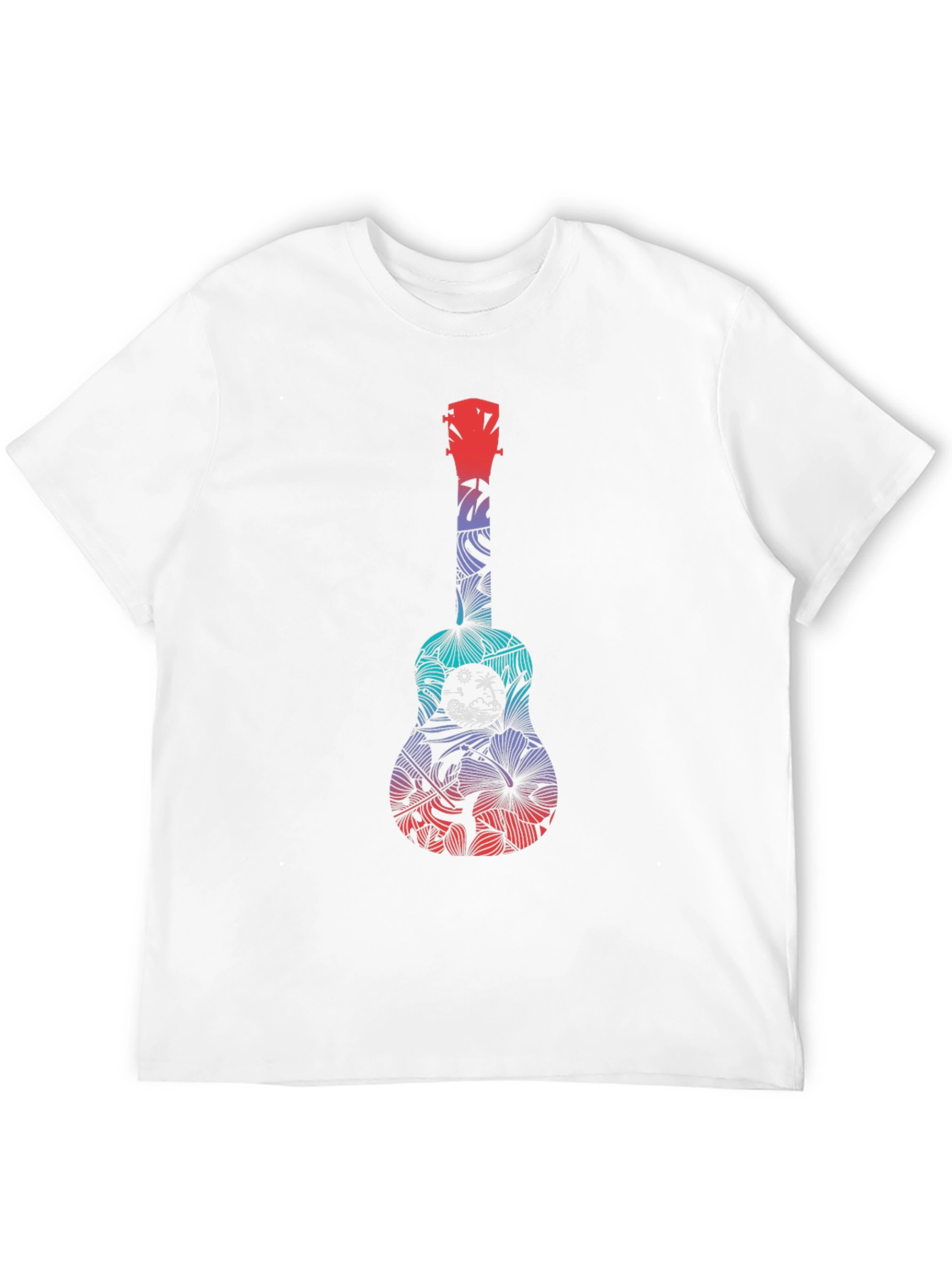 Black Tropical Ukulele Graphic Tee - Black Cotton T-Shirt view 12