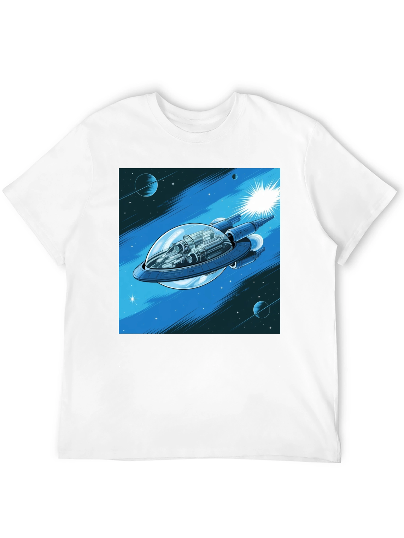 Black Sci-Fi Spaceship Graphic T-Shirt view 12