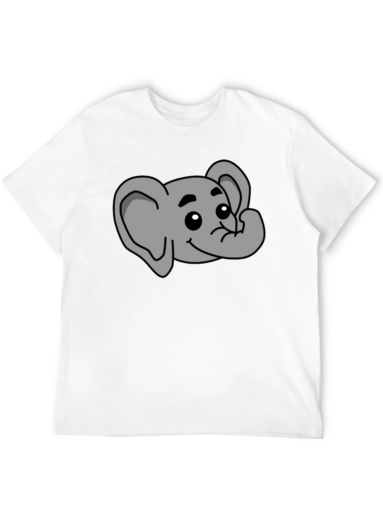 Black Cute Elephant Graphic T-Shirt - Black Cotton Tee view 12