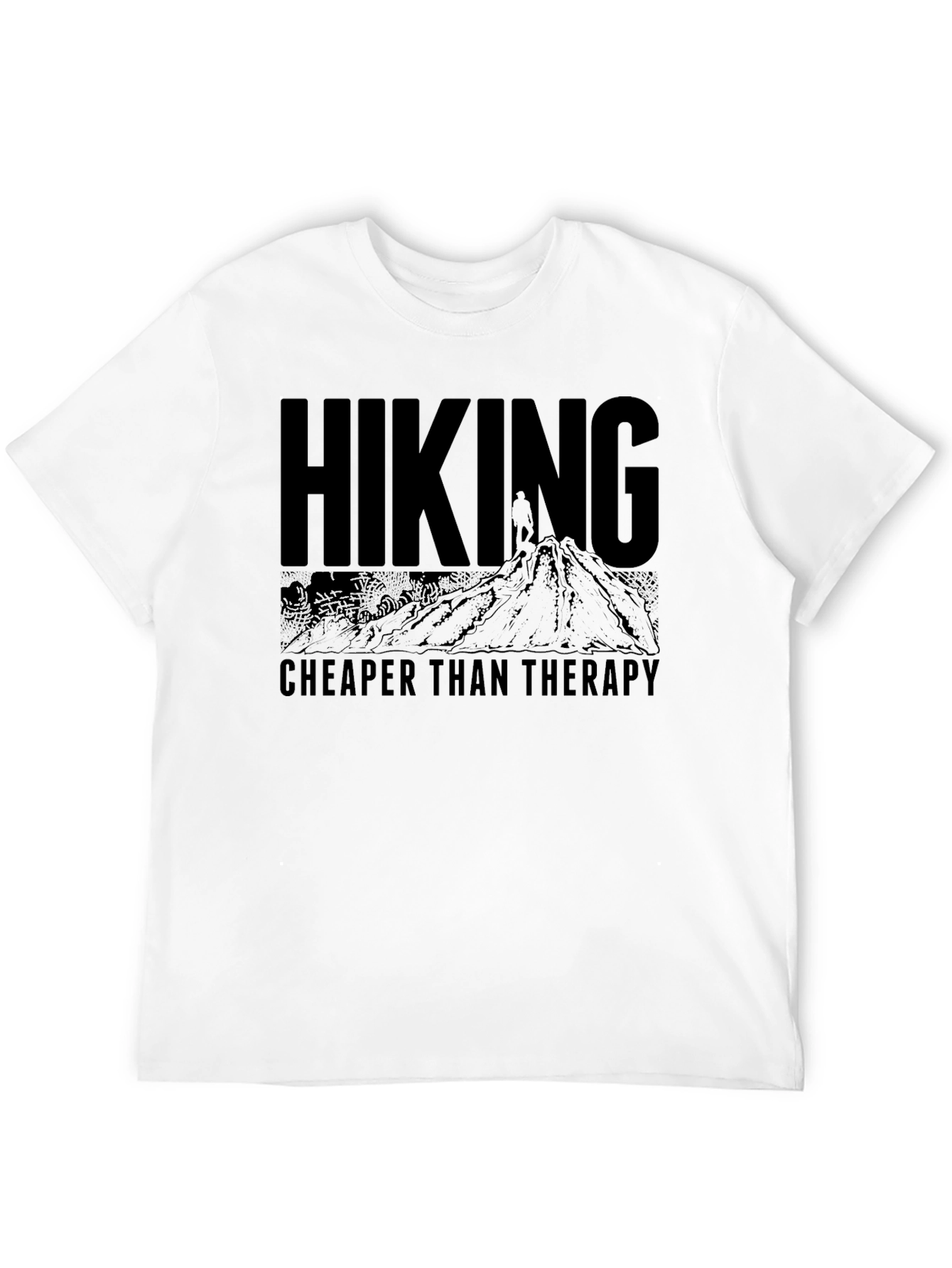 Black Hiking Cheaper Than Therapy Graphic T-Shirt view 12