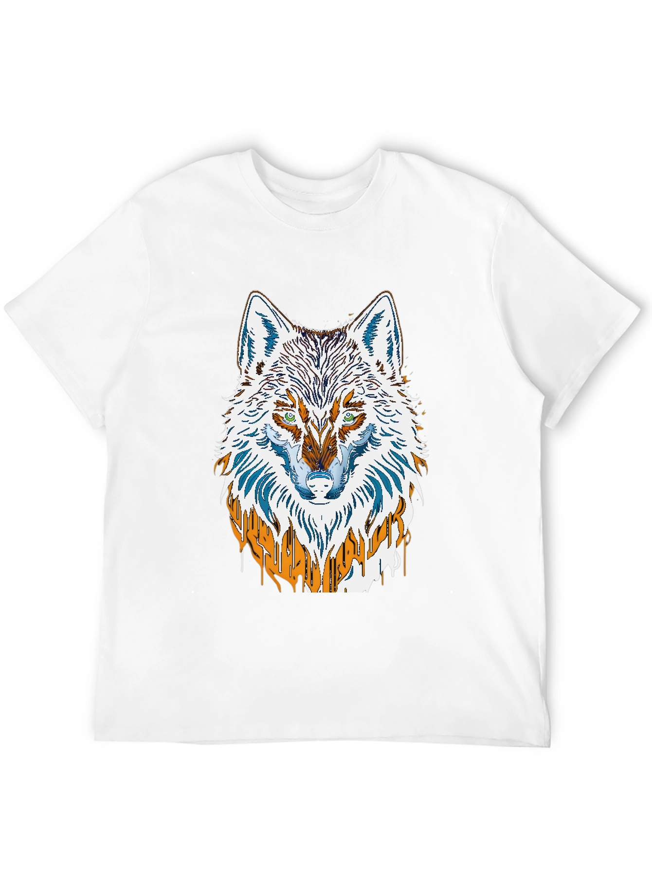 Black Wolf Graphic Print Men's Black T-Shirt view 12